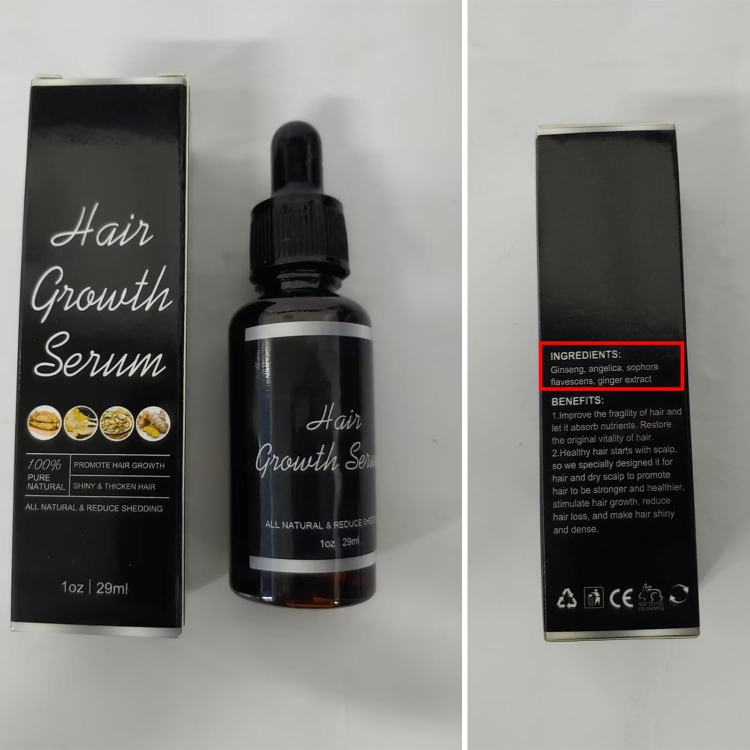 Renora Hair Growth Serum for Black Women - 29ml Anti Hair Loss Treatment, Nourishes Dry & Damaged Hair, Promotes Thicker & Healthier Locks (3 Pack) - Perfect for Daily Scalp Care & Natural Hair Regrowth Routine