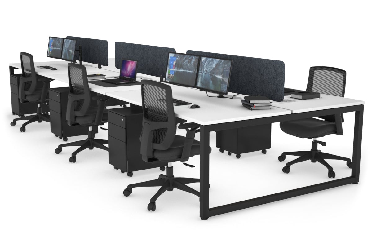 Quadro Loop Legs 6-Person Office Workstation - 1400L x 800W with Cable Management - Perfect for Open Office Layouts & Collaborative Workspaces