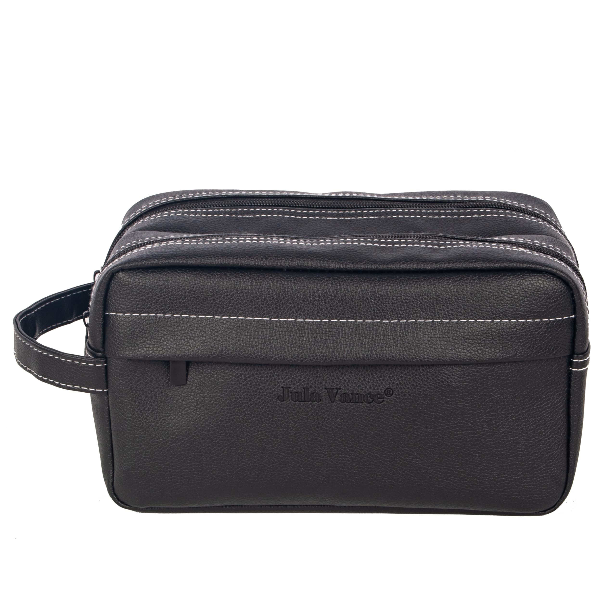 Premium PU Leather Men's Travel Toiletry Bag - Waterproof Bathroom Organizer with Handle for Shaving Kit, Grooming Essentials & Barber Tools | Ideal for Business Trips, Gym, Camping & Daily Use