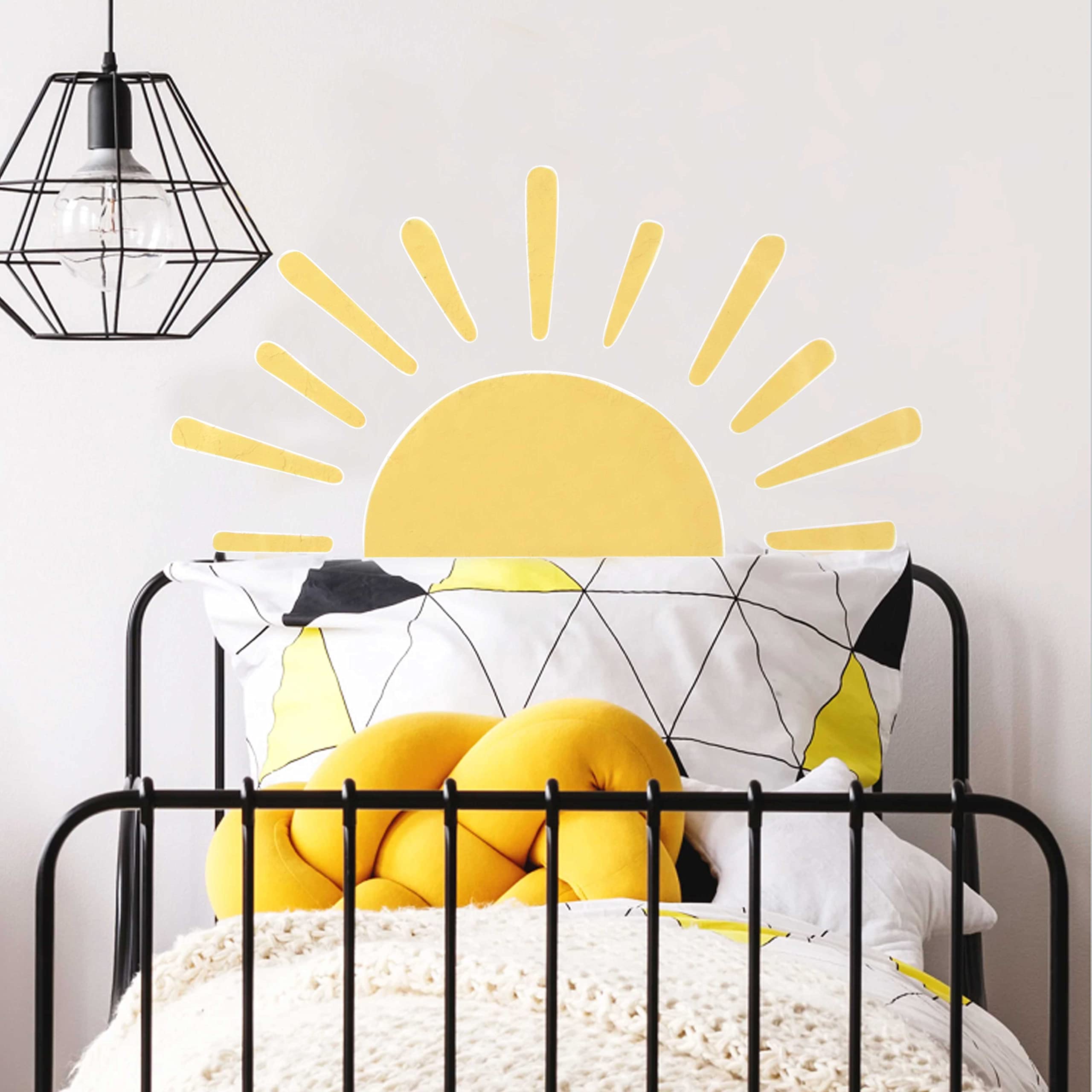 Large Half Sun Wall Decal - Removable Sunburst Nursery Wall Stickers for Baby Boys & Girls Room Decor | Kids Bedroom Wall Art | Perfect for Nursery, Playroom & Children's Birthday Party Decorations