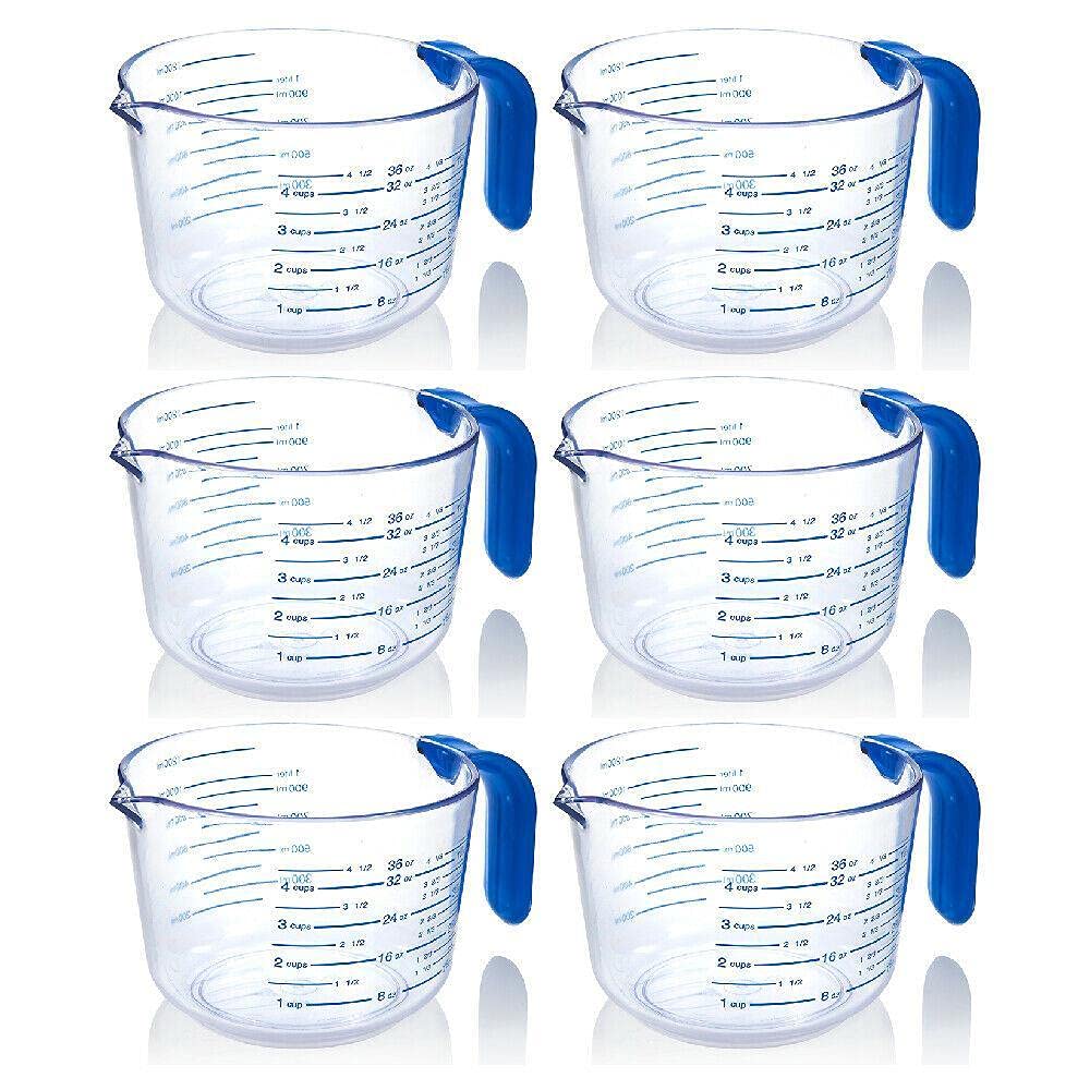 CompreDH 4.5 Cup Measuring Cup Set - 6 Pack, Plastic Kitchen Measuring Cups for Baking, Cooking & Liquid Ingredients | Essential Kitchen Tools & Accessories for Home, Restaurant & Professional Chefs