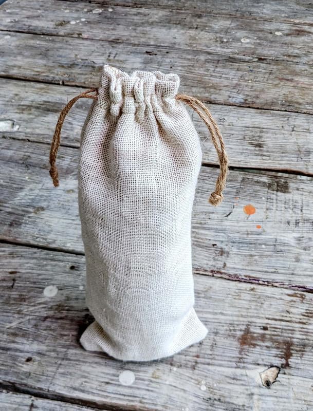 DESHKARI Handmade Natural Jute Wine Bottle Bags - Eco-Friendly Gift Packaging (Set of 4, White) - Perfect for Weddings, Parties & Wine Lovers