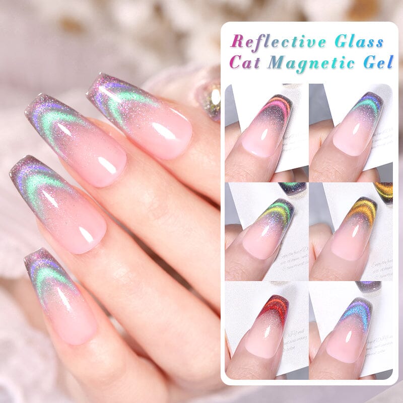 Reflective Glass Cat Magnetic Gel Nail Polish - 10ml Long-Lasting Shine for Manicures & Pedicures - Perfect for Nail Art, Salon & Home Use