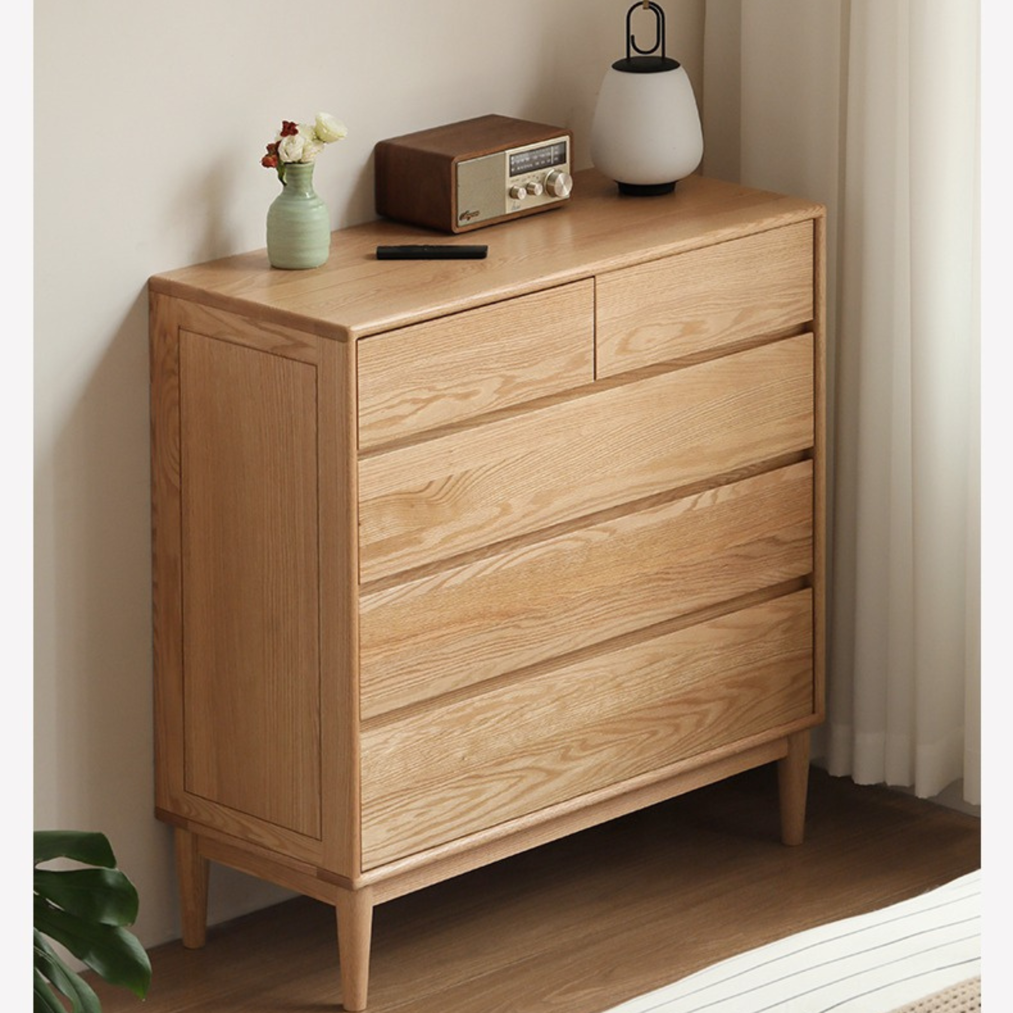 Oak Solid Wood Small Chest of Drawers - 3 Drawer Storage Organizer for Bedroom, Nursery, or Office | Compact Dresser for Clothes, Toys & Home Organization