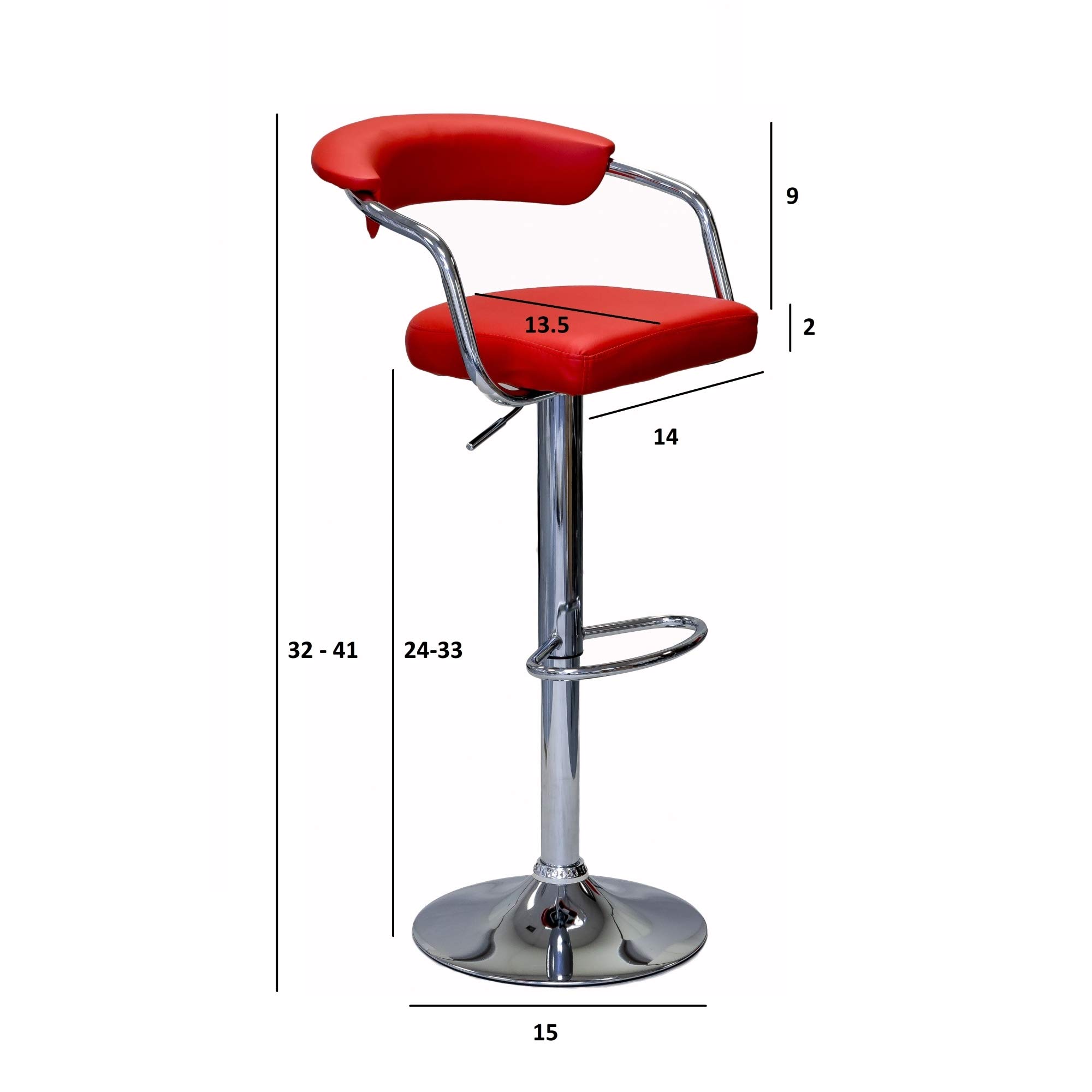 Emerald Swivel Leather Adjustable Hydraulic Bar Stool Set of 2 - Dark Brown Counter Height Stools for Kitchen Island, Home Bar & Dining Room