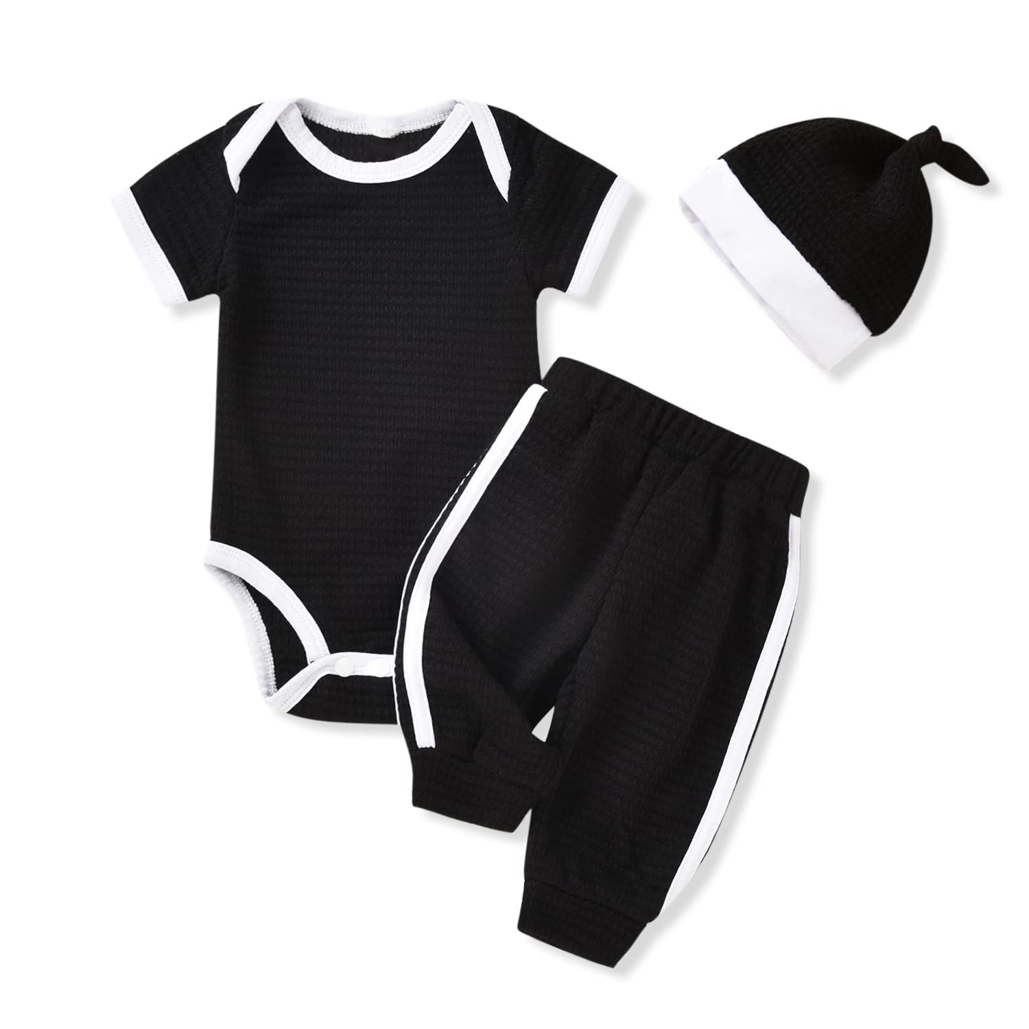 Unutiylo Unisex Preemie Baby Clothes Set - Neutral Waffle Romper & Pants Outfit for Newborn Boys & Girls | Soft Short Sleeve Bodysuit for Hospital, Home & Photo Shoots