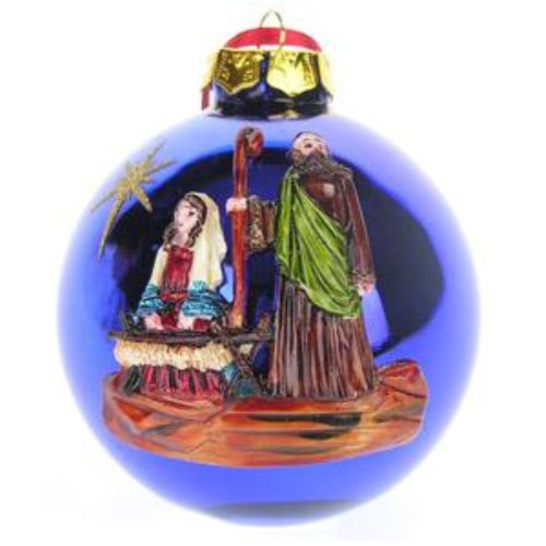 Nativity Round Ball Ornament - Christmas Tree Decorations, Holiday Home Decor, Religious Xmas Ornaments for Tree, Mantel & Festive Celebrations