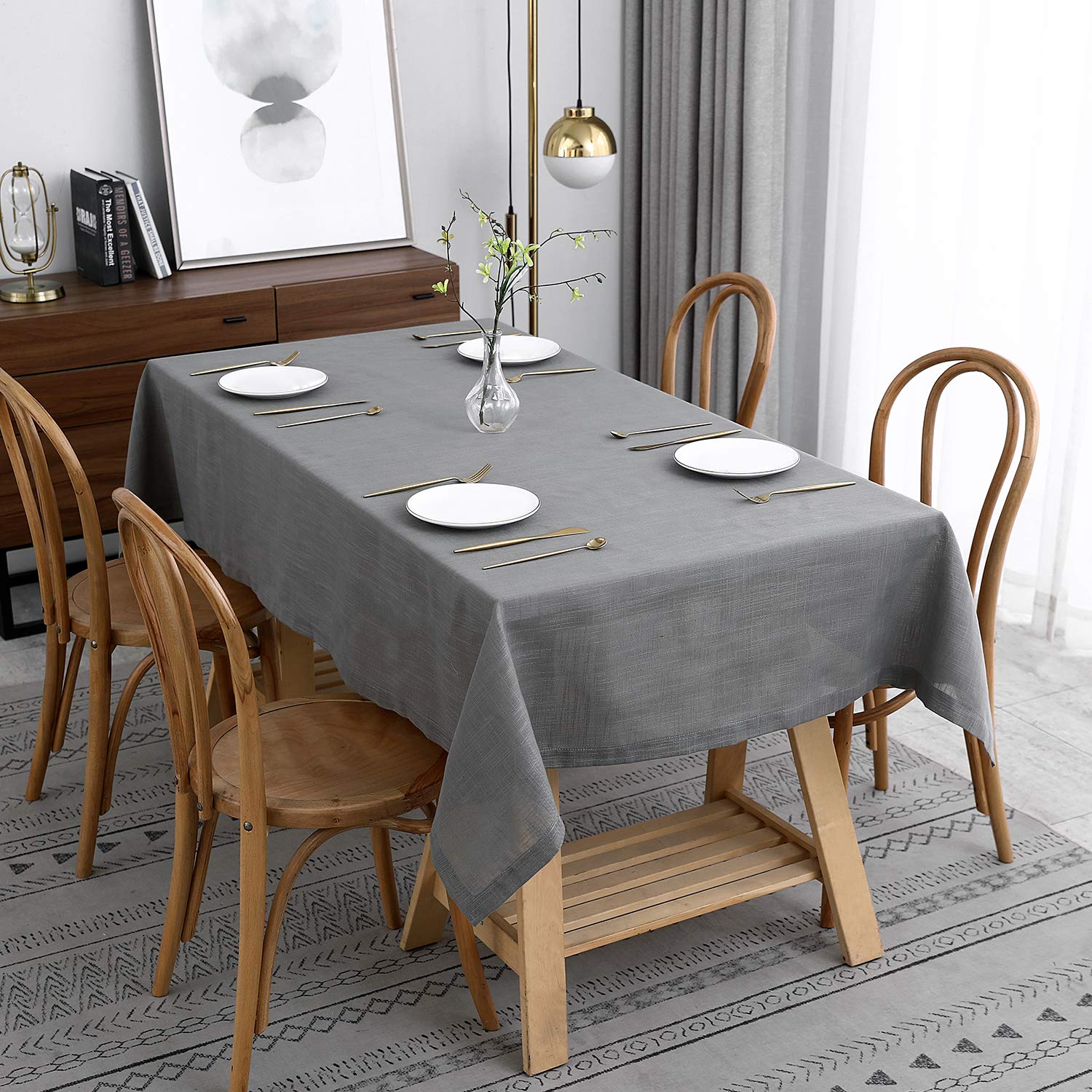 Premium Maxmill Lux Faux Linen Tablecloth - Wrinkle-Free, Anti-Shrink Soft Fabric with Slubby Yarn Texture - 60
