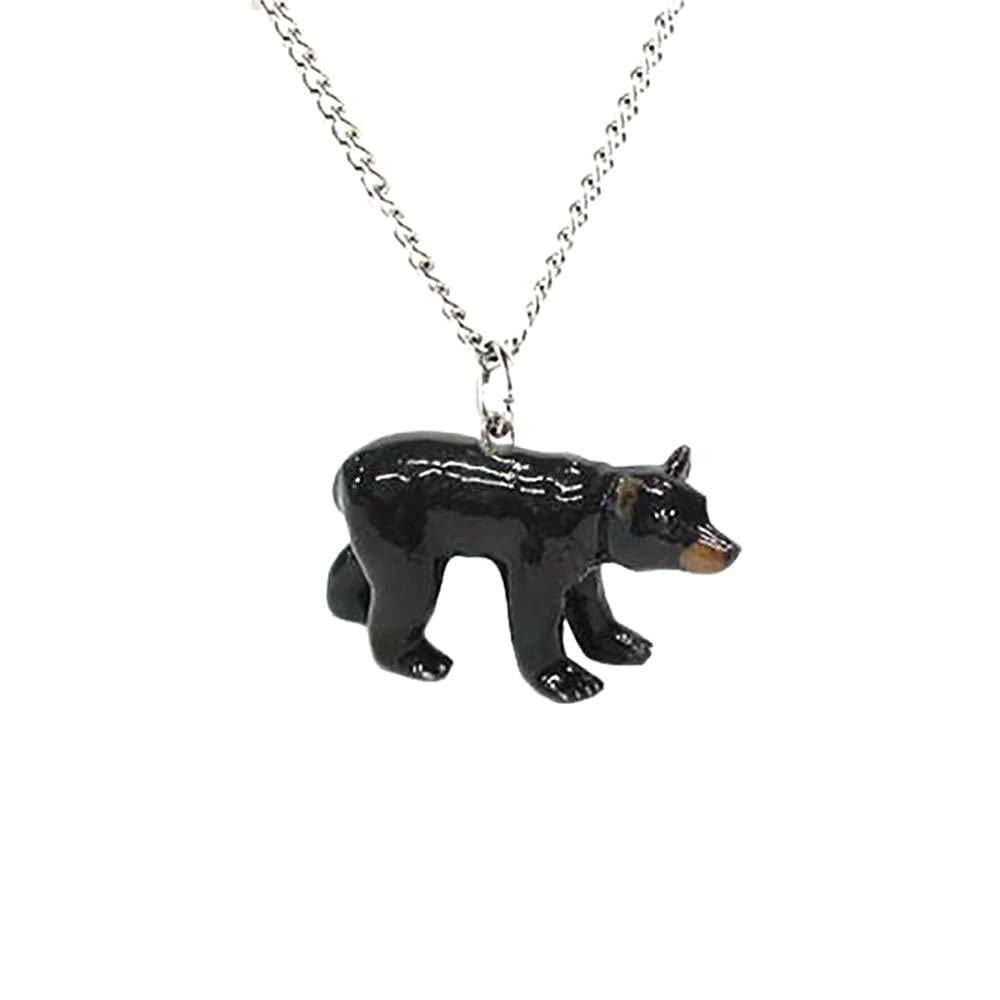Black Bear Porcelain Pendant Necklace - Handmade Animal Jewelry for Women - Perfect for Nature Lovers, Outdoor Adventures & Unique Gifts