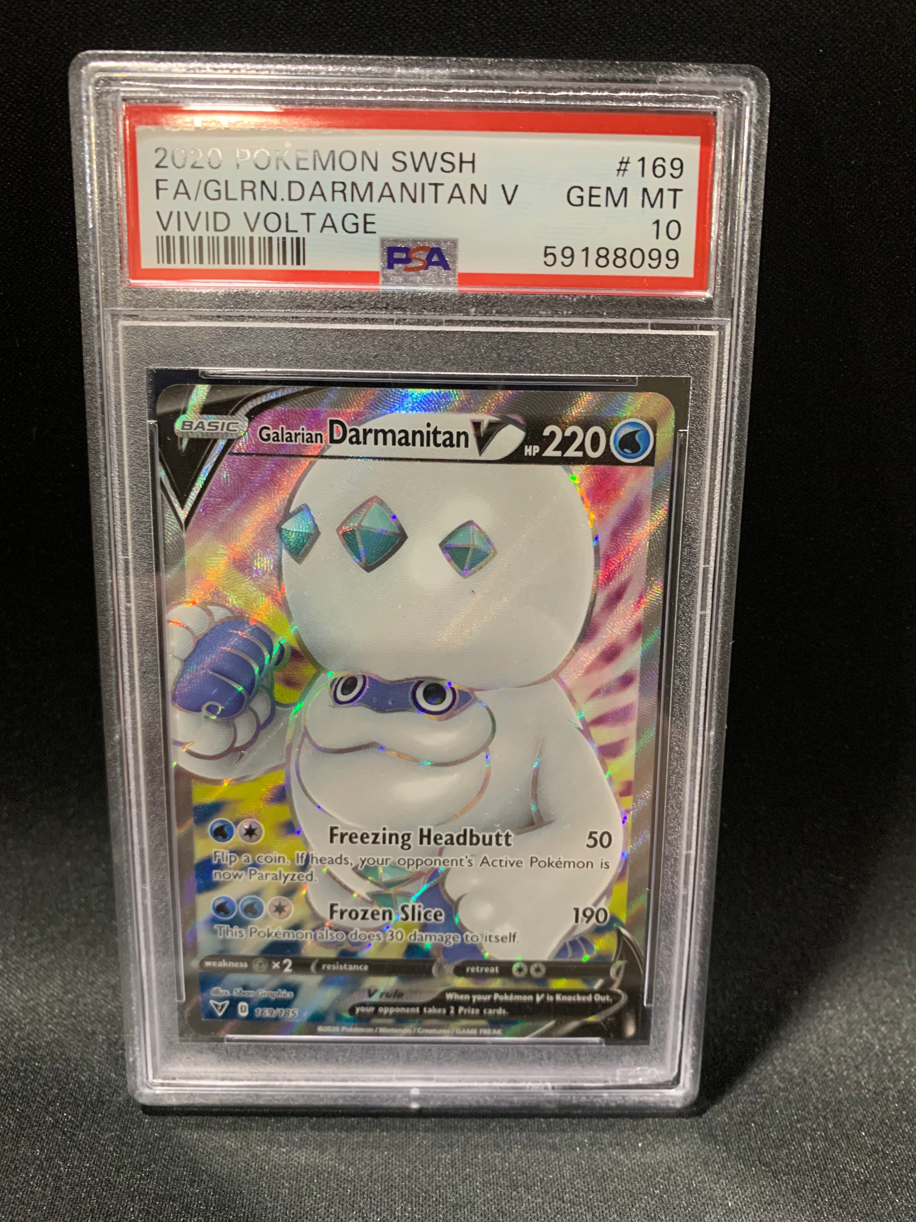 2020 Pokemon Sword & Shield Vivid Voltage FA/GLRN Darmanitan V #169 PSA GEM MT 10 - Rare Trading Card for Collectors & Competitive Play