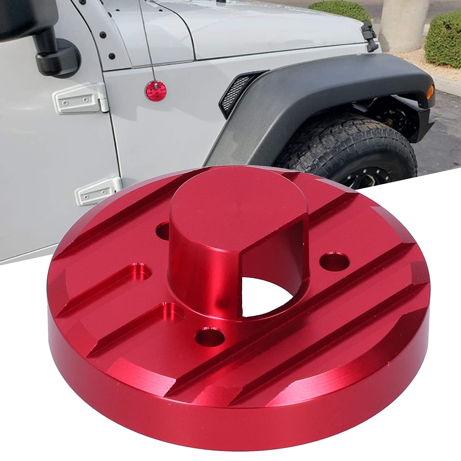 Aluminum Alloy Car Radio Antenna Base Cover - Compatible with Jeep JKU JL JLU Models 27-217 - Durable Red Antenna Trim for Enhanced Vehicle Aesthetics & Protection (Perfect for Off-Roading & Daily Commuting)