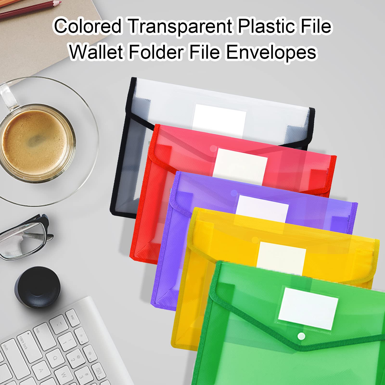 A4 Plastic Expanding File Folder - Waterproof Poly Envelope with Snap Closure & Label Pocket | Document Organizer for Office, School & Home Storage | Perfect for Bills, Receipts & Important Papers