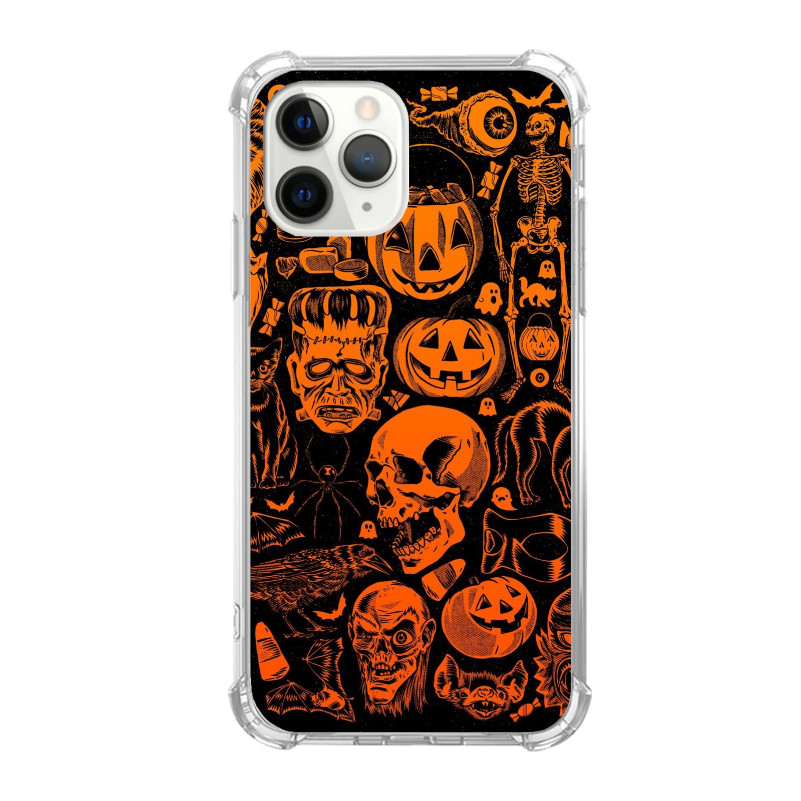Halloween Skull Phone Case for iPhone 11 Pro Max - Spooky Pumpkin Design, Shockproof TPU Bumper Cover | Perfect for Halloween Parties, Cosplay & Gothic Style Accessories