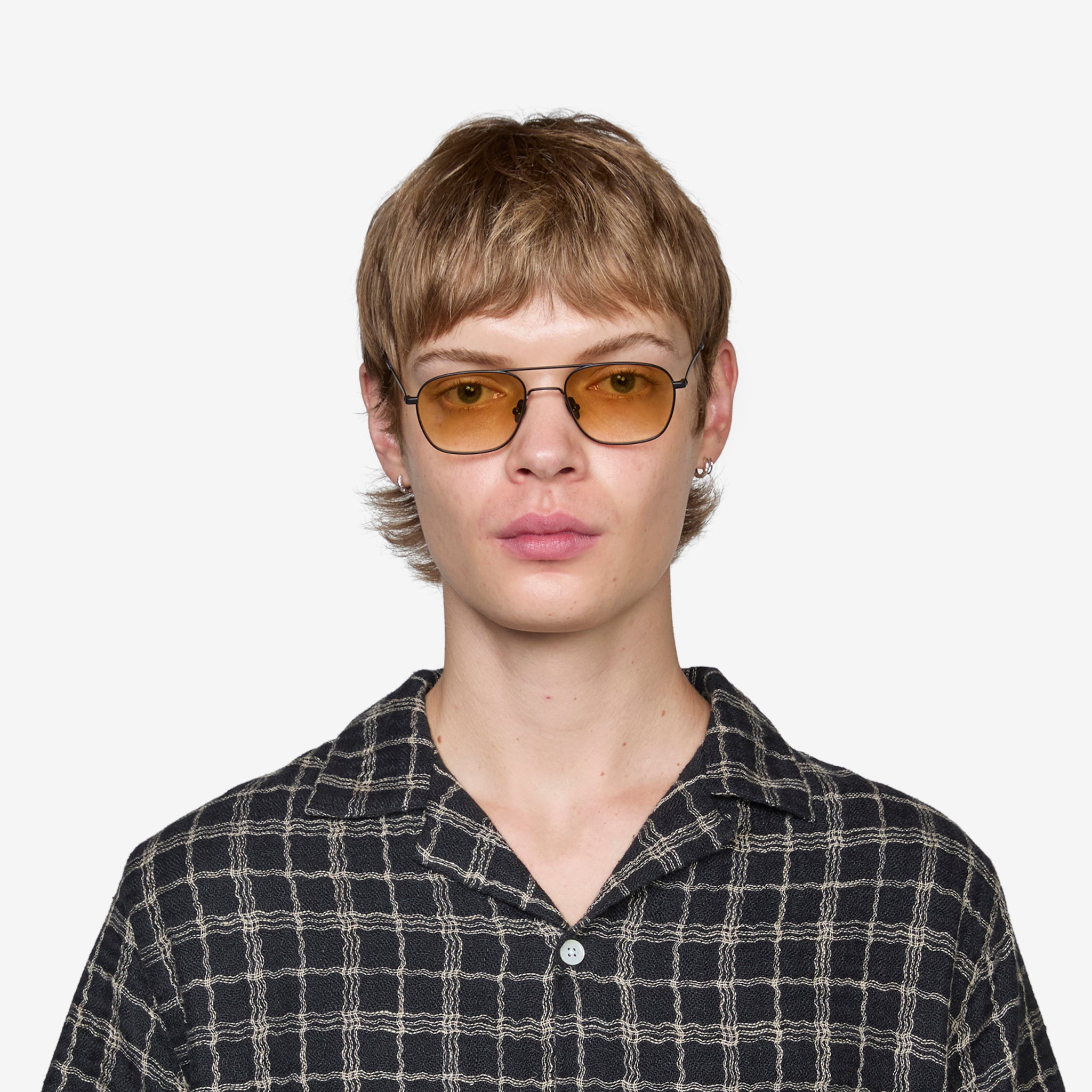 Dion Matte Black Sunglasses with Yellow Gradient Lens - Stylish UV Protection for Outdoor Sports & Driving