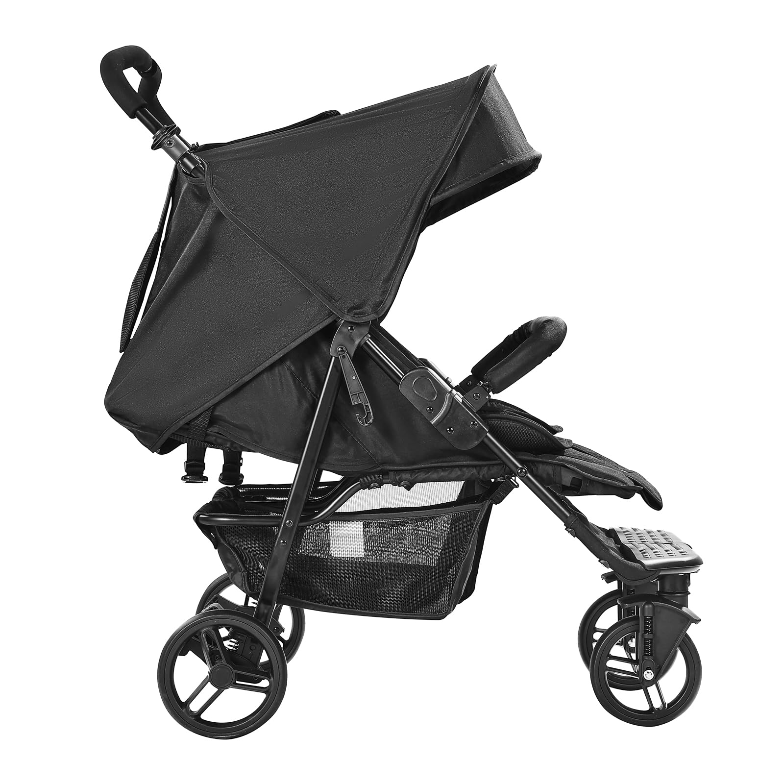 VEVOR Double Stroller - Side by Side Lightweight Foldable Twin Baby Stroller with Adjustable Footrest, Rotating Handle & Safety Harness | Compact Travel Stroller for Newborn & Toddler | Perfect for Shopping, Park Walks & Family Outings (Black)