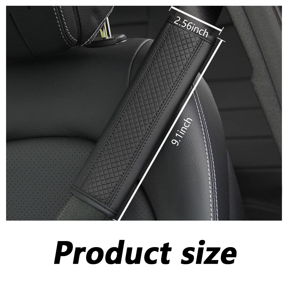 Breathable Leather Car Seat Belt Cover - Comfortable Shoulder & Neck Protection for Safe Driving (Black) | Ideal for Long Commutes, Road Trips & Daily Comfort
