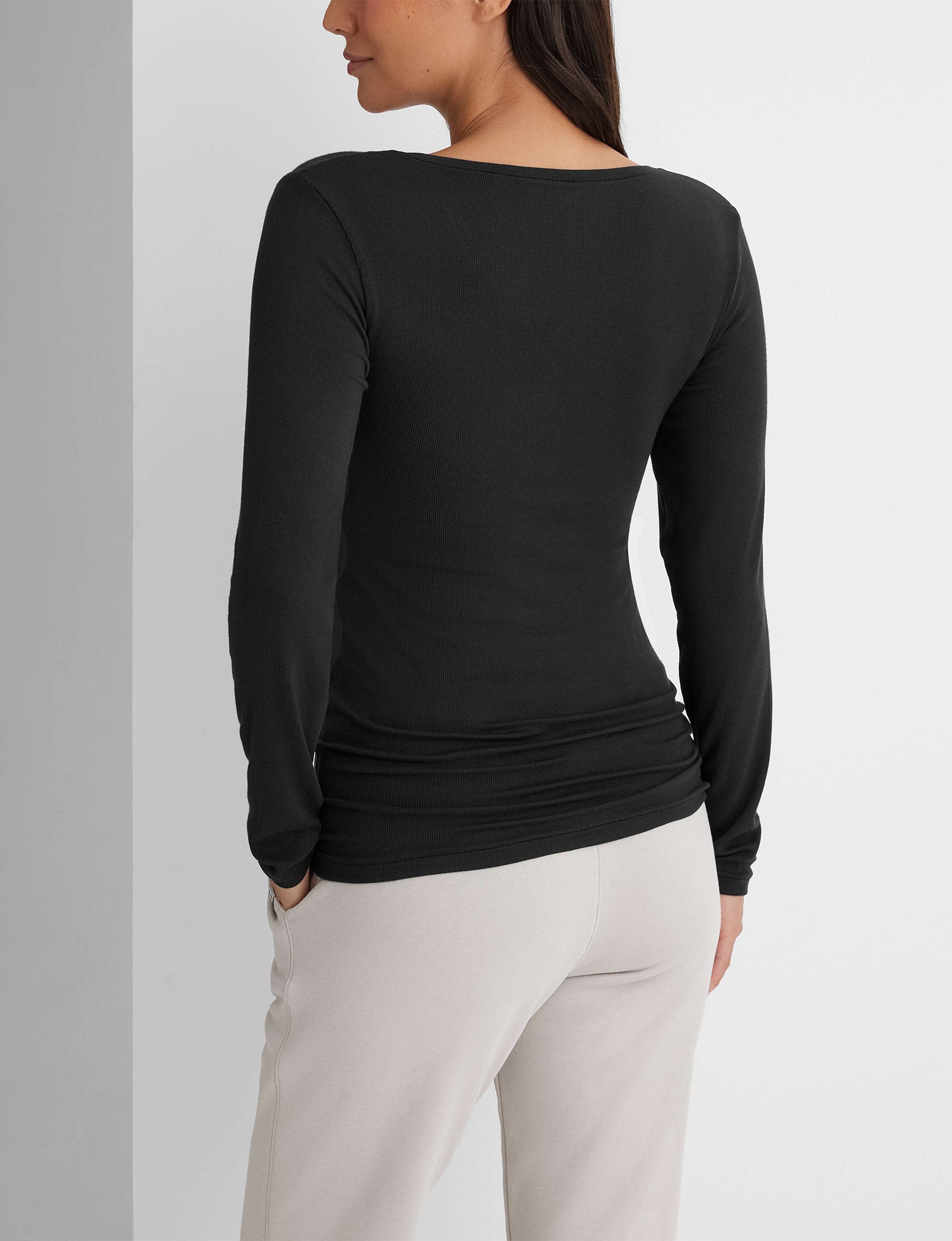 Women's Soft Micro Rib Long Sleeve T-Shirts 2 Pack - Stretch Comfort Fit Casual Basic Tops for Layering, Workouts & Everyday Wear