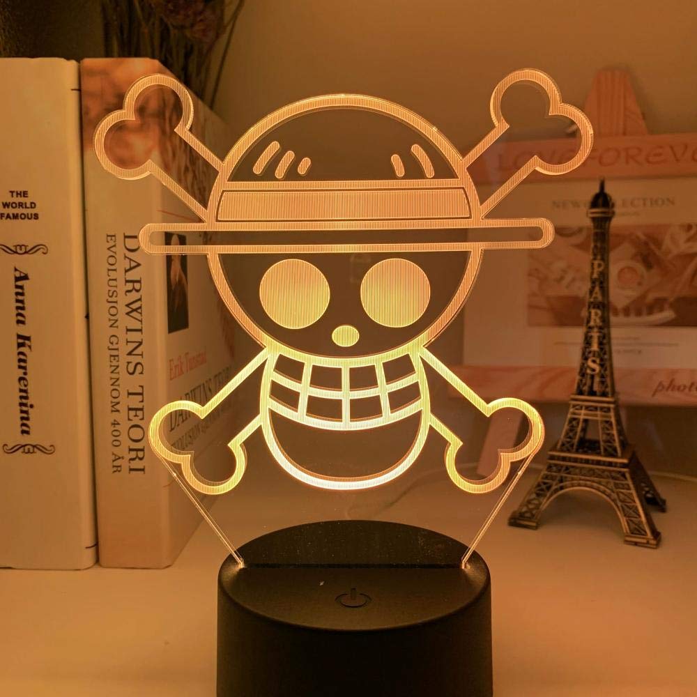7 Color Changing LED Night Light - 3D One Piece Anime Figure Lamp for Kids Bedroom, Cartoon Neon Nightlight, Manga Gift for Christmas & Birthday - Home Decor, Room Lighting for Anime Fans & Collectors