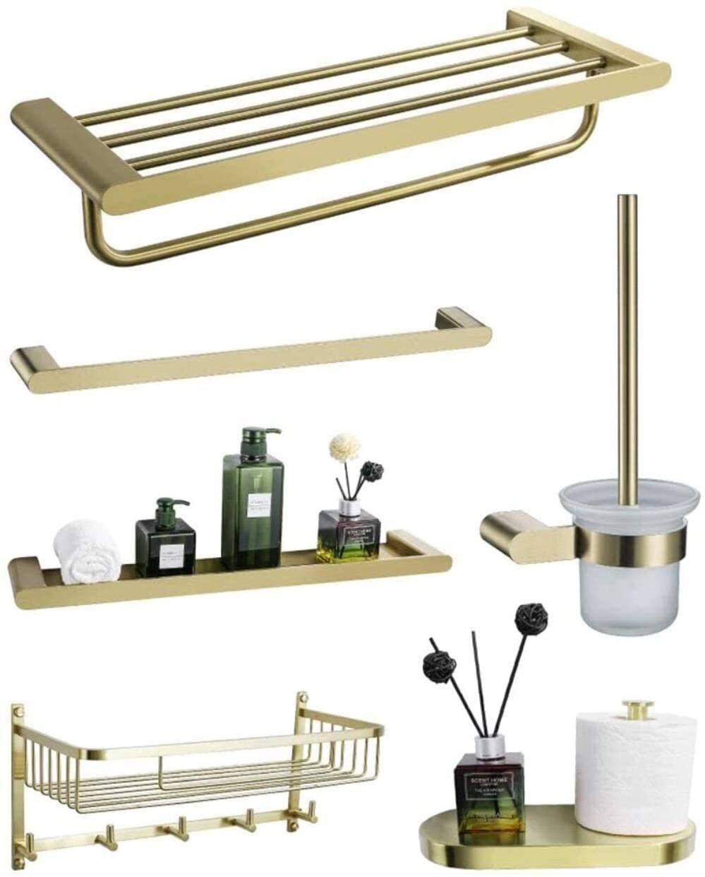 Premium Gold Towel Rack Set - Wall Mounted or Freestanding Bathroom Organizer for Over Door & Cabinet Storage (500mm/3 Bars) - Perfect for Spa, Guest Bath & Luxury Home Decor