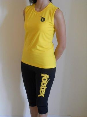Footex Women's Gym Set - Stretchy Tank Top & Capri Pants for Aerobic, Step Fitness & Workout | Perfect for Yoga, Running & Home Exercise