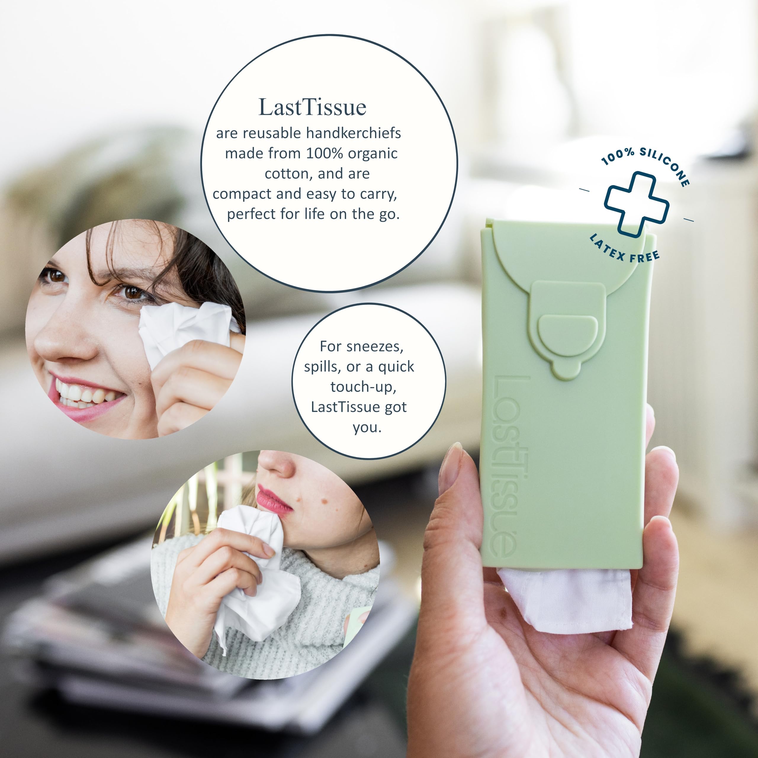 Eco-Friendly Reusable Cotton Tissues - LastTissue® Washable & Portable Facial Tissues for Men & Women with Travel Case | Sustainable Alternative to Paper Tissues for Daily Use, Travel, Gym & Outdoor Activities