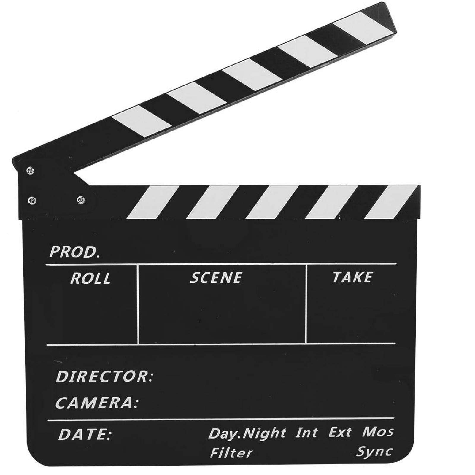 Yanmis Acrylic Director Clap Board - Professional TV Movie Scene Clapperboard with Pen for Film Shooting, Advertisement Props & Home Decoration (Black & White Blackboard PAV1BBE) - Perfect for Film Sets, Photography Studios & Movie Themed Parties