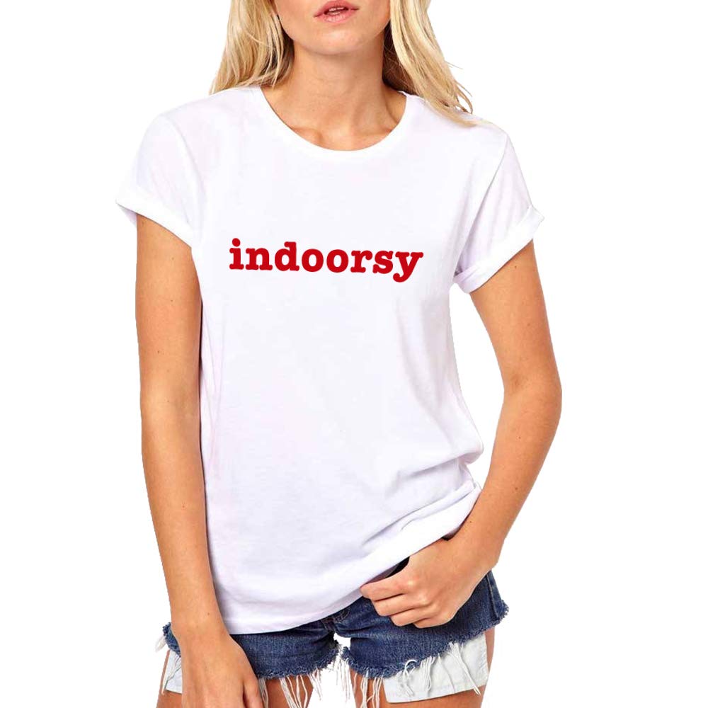 FANNOO Women's Funny Saying Letter Print Cotton T-Shirt - Casual Short Sleeve Graphic Tee for Teen Girls - Perfect for Indoor Lounging, Sleepovers & Relaxing at Home