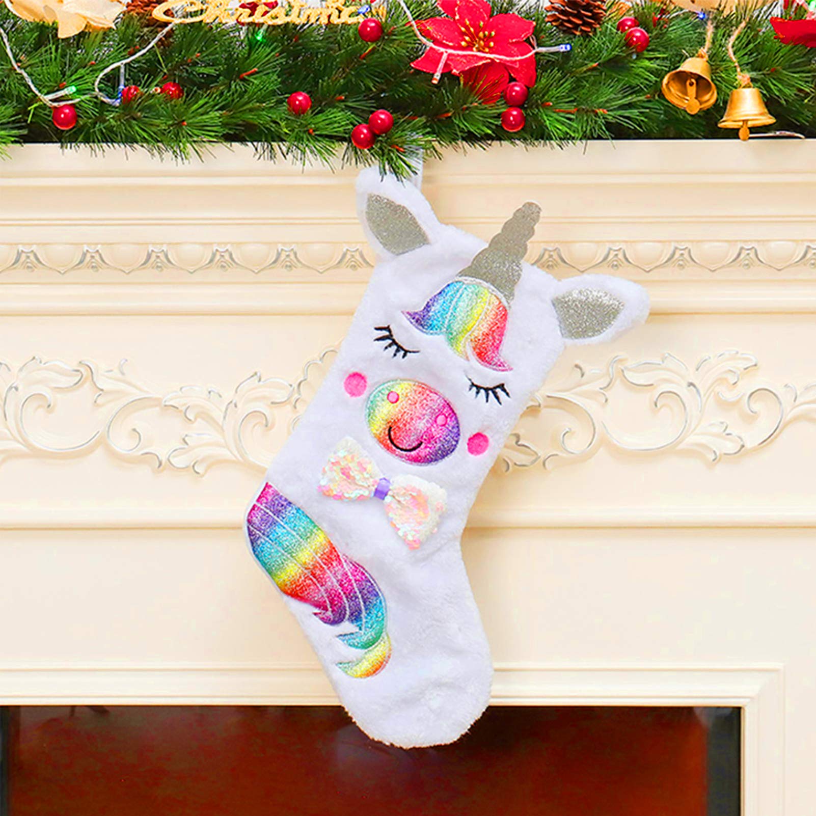 LED Light Sparkly Sequins Christmas Stockings - Festive Holiday Decor for Fireplace, Tree & Home Decoration