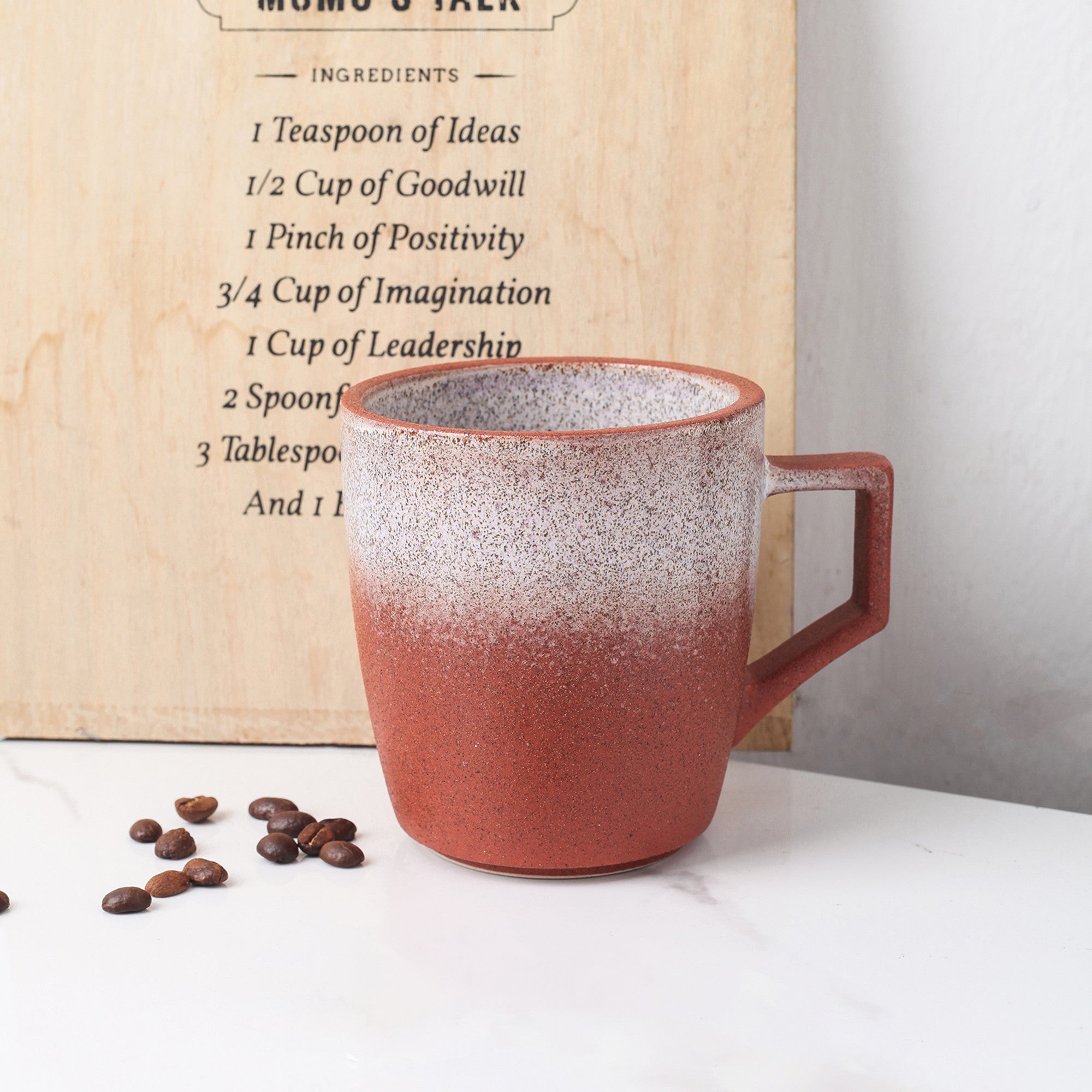 Vince Stoneware Coffee Mug - 16oz Ceramic Cup with Handle, Red - Perfect for Hot Coffee, Tea, or Hot Chocolate at Home or Office