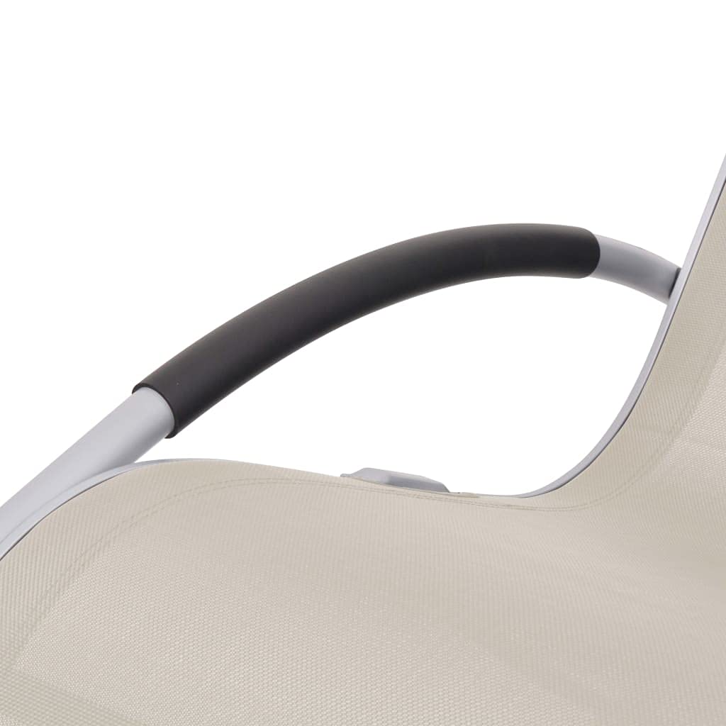 Premium Outdoor Rocking Chair with Cream Textilene Fabric - Comfortable Patio, Garden & Porch Furniture for Relaxing in Backyard or Poolside