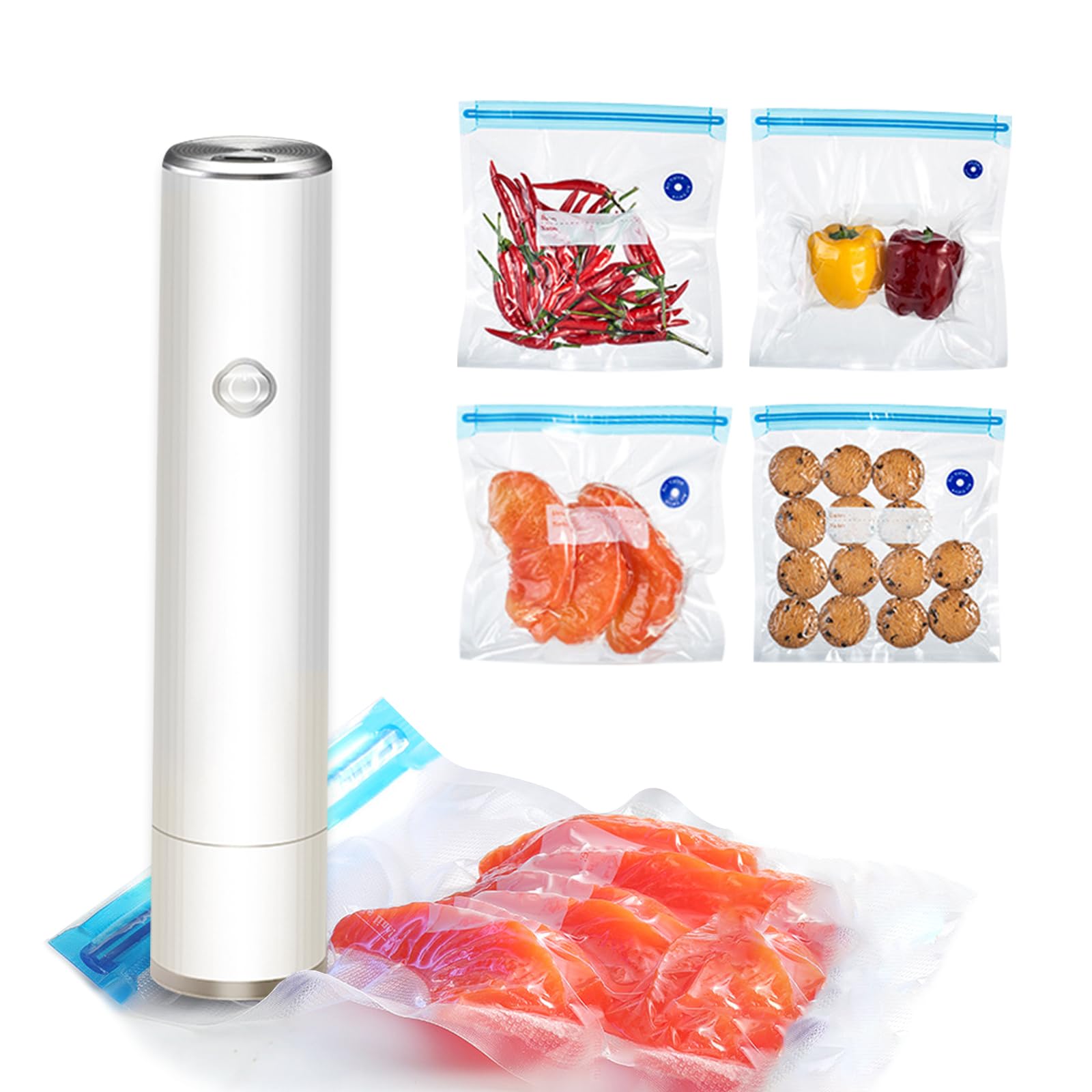 Portable Mini Vacuum Sealer for Food Preservation - 5 Reusable Bags for Home & Travel