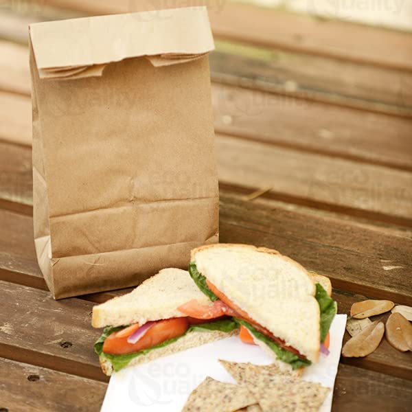 [1500 Pack] Eco-Friendly Brown Kraft Paper Bags - 8 lb Capacity Lunch Bags (6 1/8 x 4 1/8 x 12 7/16 in) for Snacks, Grocery, Party Favors & Gift Packaging - Perfect for School Lunches, Picnics, Retail Merchandising & Eco-Conscious Events