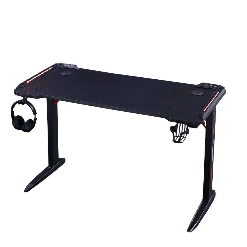 140cm RGB Gaming Desk with LED Lights - Ergonomic Computer Desk for PC, Laptop & Office Work - Racing Style Home Gaming Table for Streaming & Esports Setup