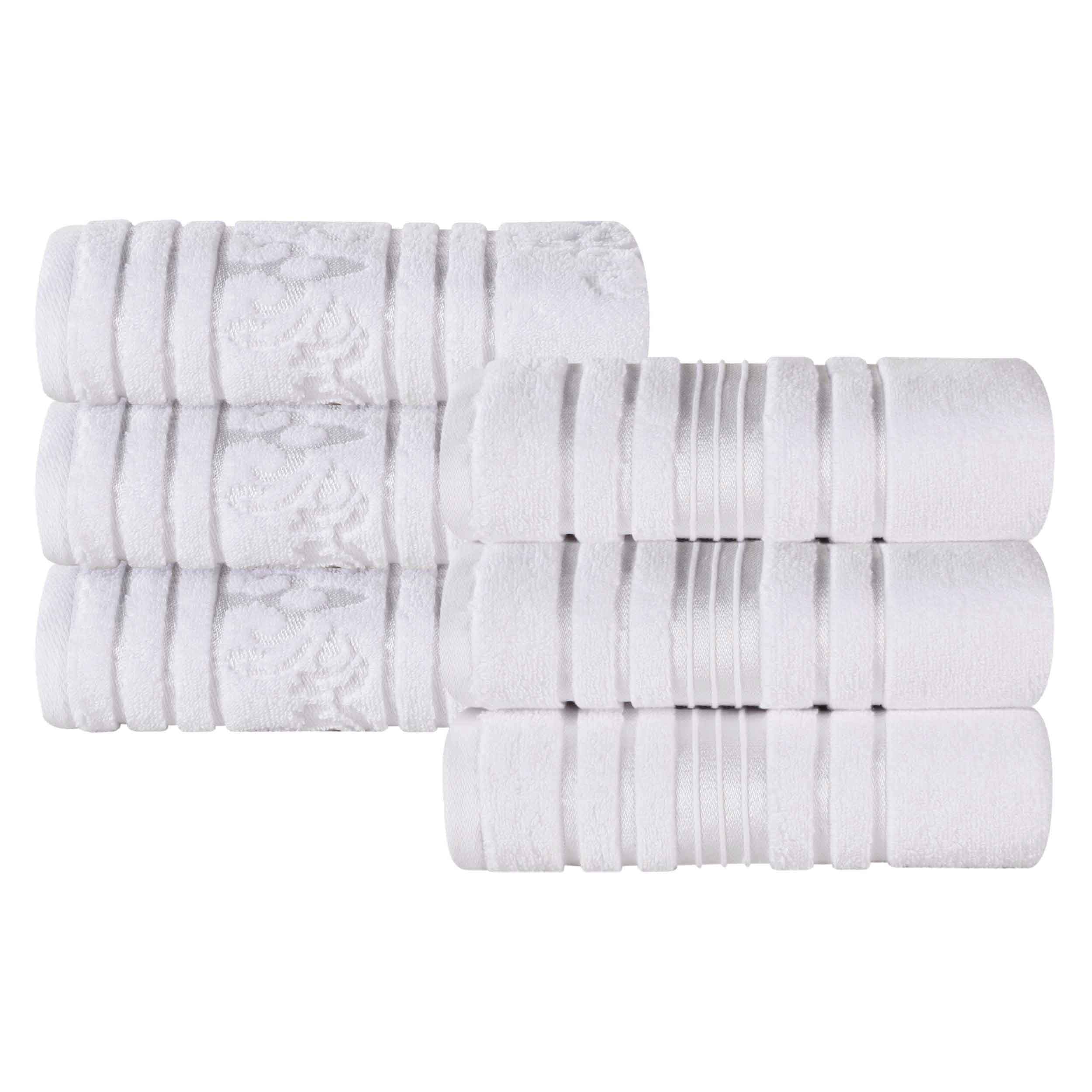 Premium 6-Pack Sadie Zero Twist Cotton Hand Towels - Solid & Jacquard Floral Designs | Soft, Absorbent Bath & Kitchen Towels for Home, Spa, and Guest Use