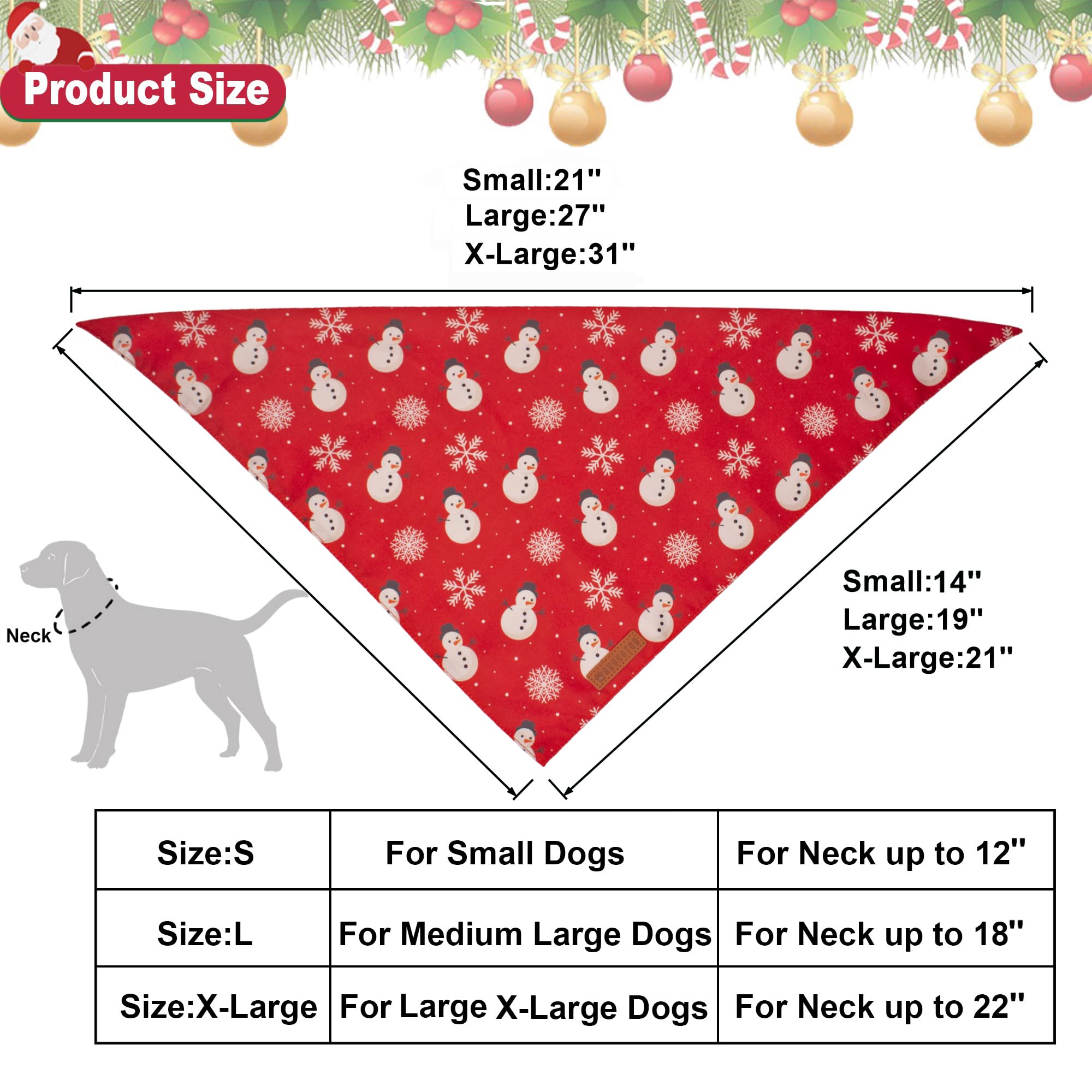 ADOGGYGO Christmas Dog Bandana - Snowman Xmas Pet Scarf for Medium & Large Dogs | Premium Durable Fabric Holiday Pet Accessory | Perfect for Christmas Photos, Parties & Festive Gatherings