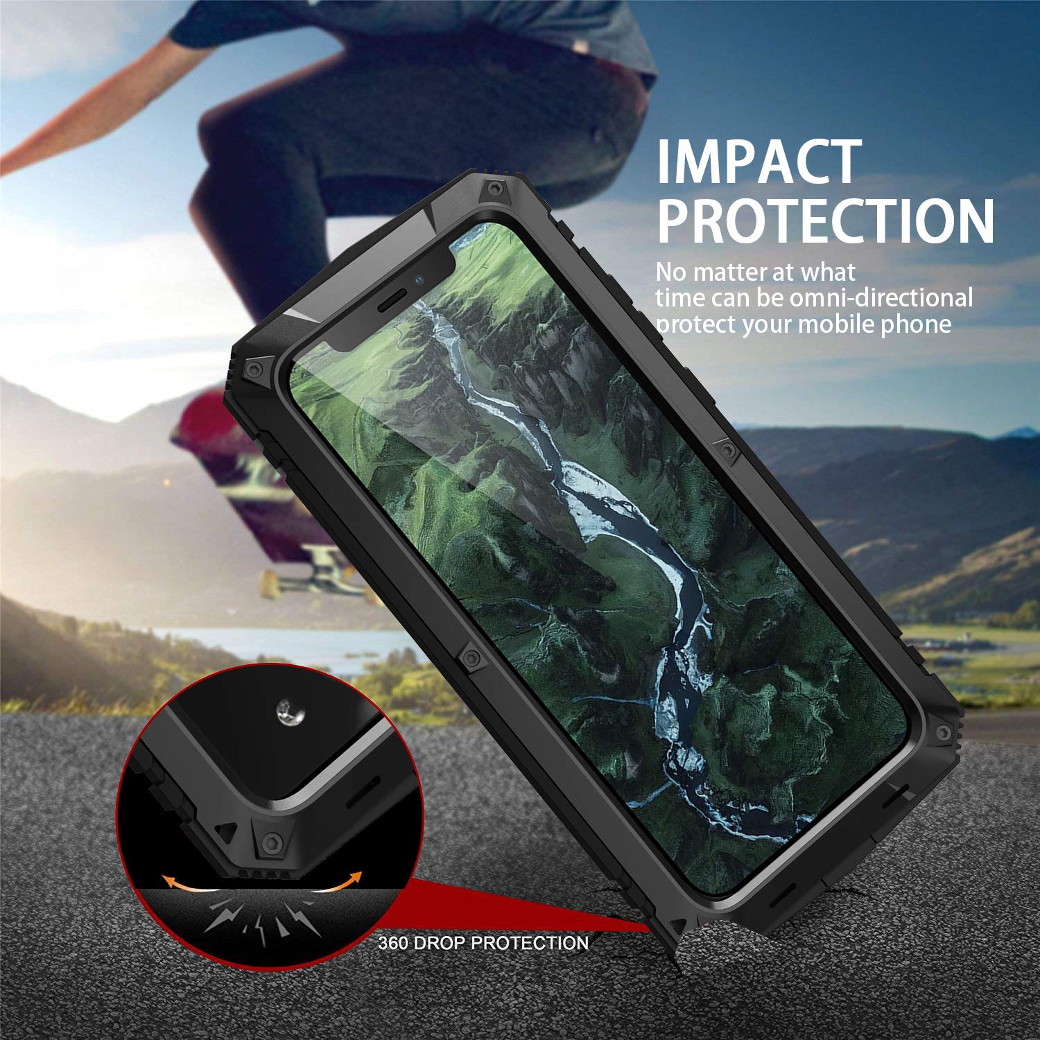 iPhone 12 Pro Max Case - Military Grade Shockproof Hybrid Bumper with Silicone Cover & Built-in Screen Protector - Heavy Duty Rugged Stand Case (Black) - Perfect for Outdoor Adventures, Work & Travel Protection