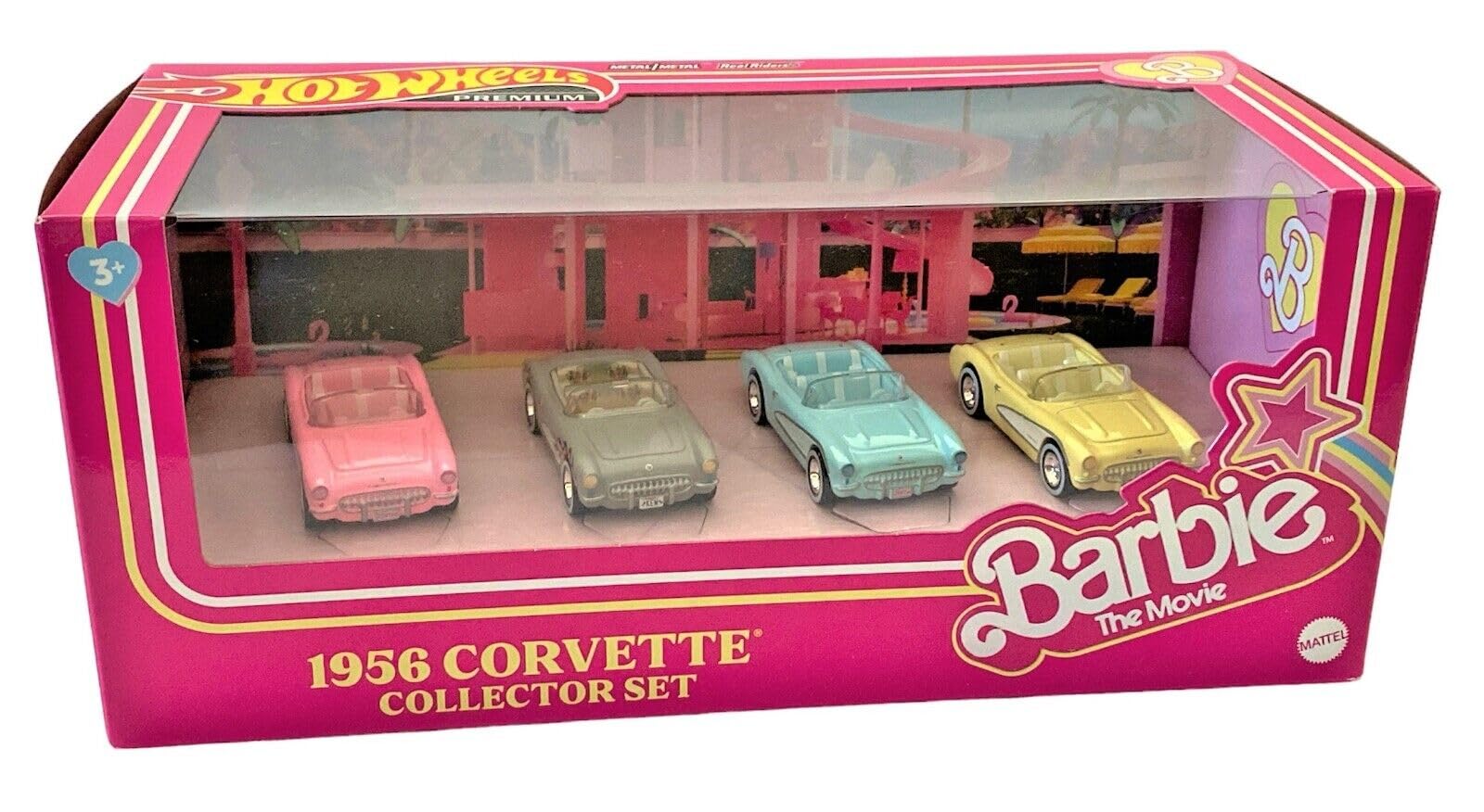 Hot Wheels Barbie The Movie Corvette 4-Pack Die-Cast Car Set - Collectible Toy Cars for Kids & Adults - Perfect for Play, Display & Gifting