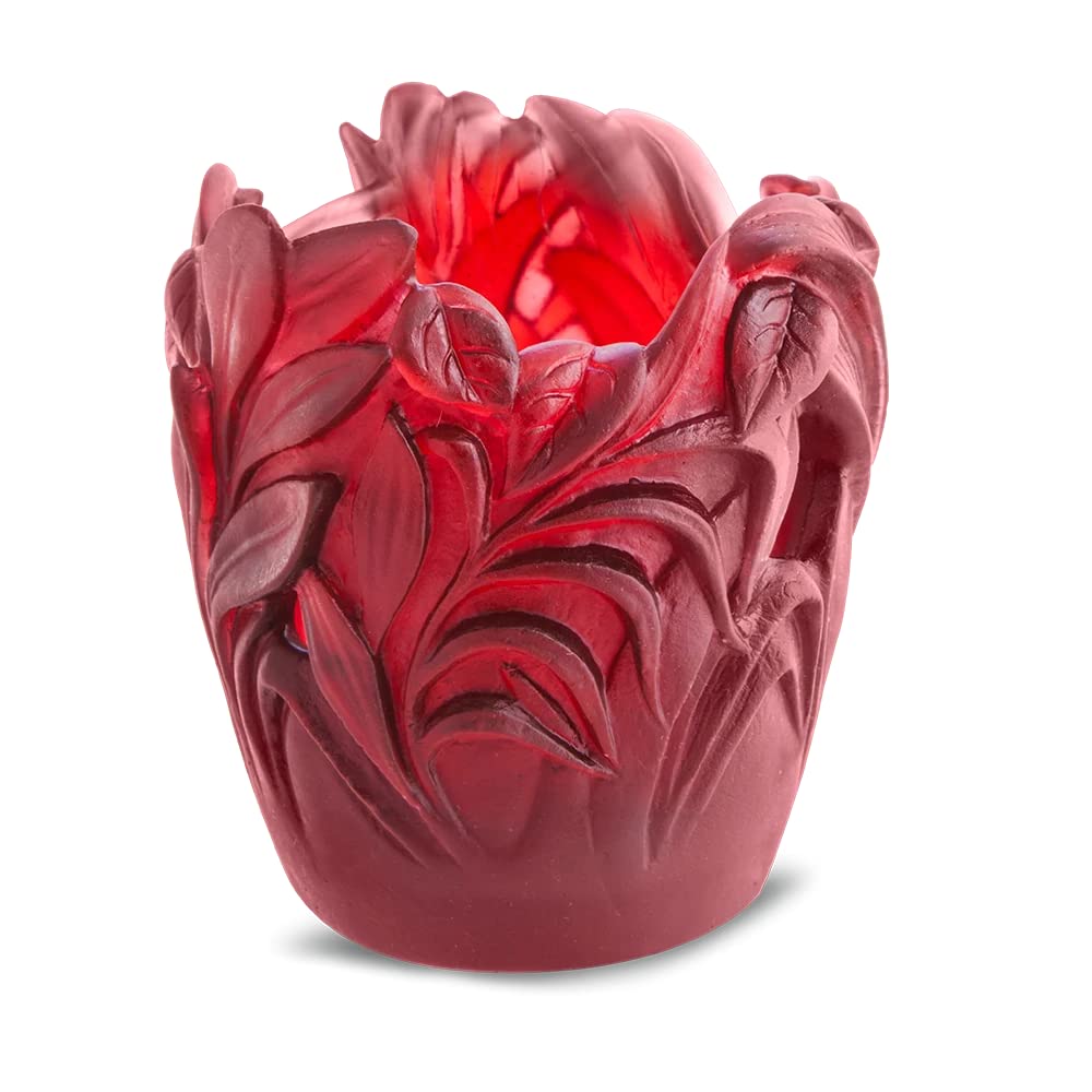 Small Jungle Vase Red 05456-1 - Handmade Ceramic Flower Vase for Home Decor, Wedding Centerpieces & Boho Style Interior Design