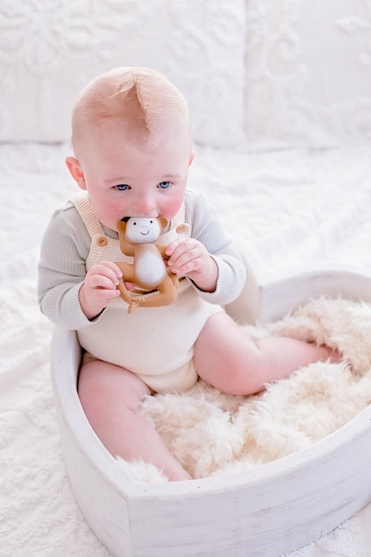 Tikiri Natural Rubber Monkey Toy - Safe & Durable for Kids - Perfect for Playtime, Teething, and Sensory Development