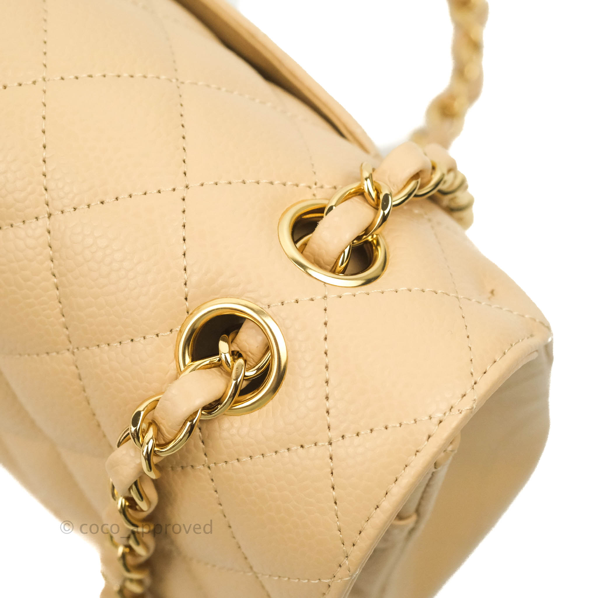 Chanel Classic M/L Medium Flap Bag Quilted Beige Caviar Leather with Gold Hardware - Luxury Handbag for Women, Perfect for Parties, Work & Everyday Use