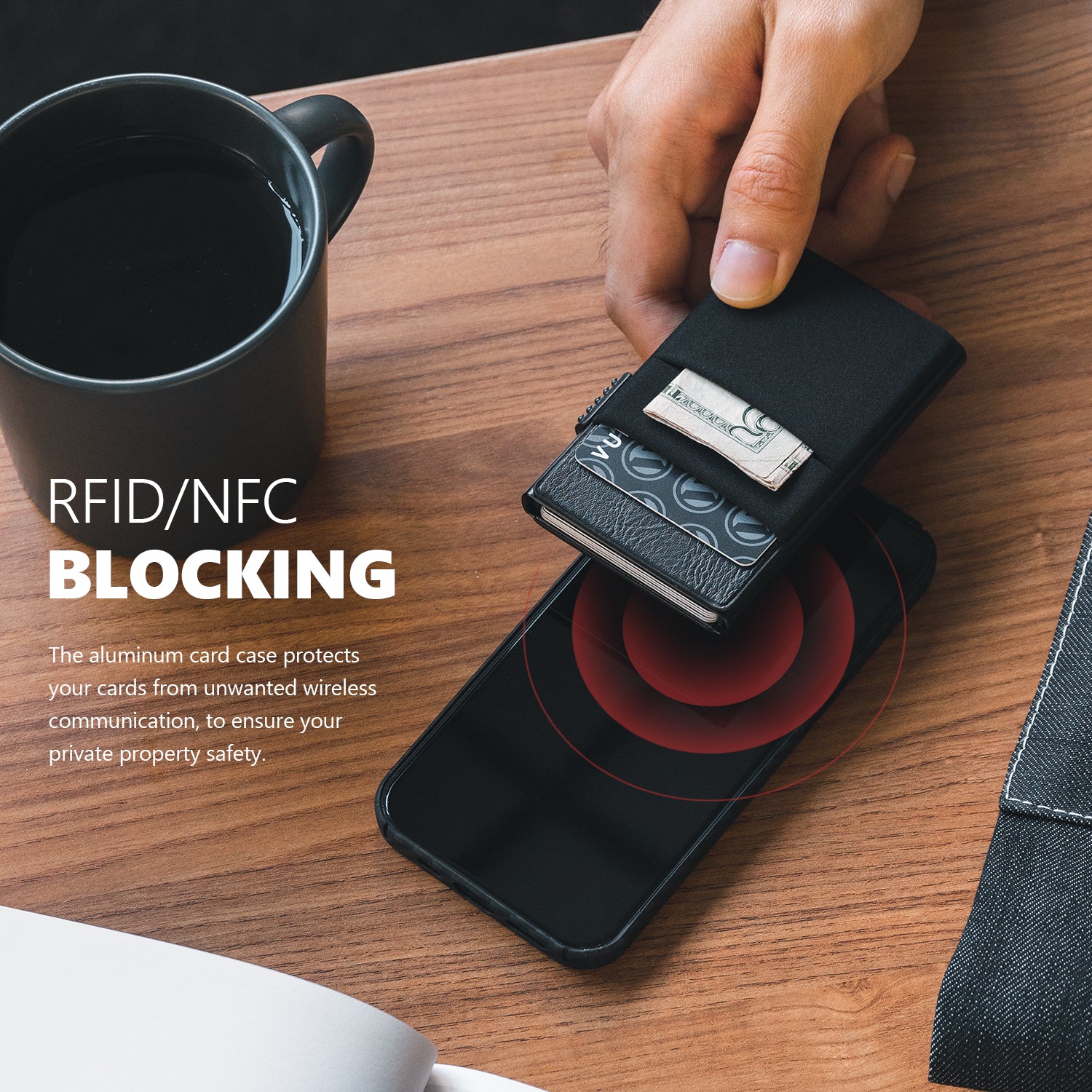VC306 Elastic Cloth & Leather Slim Wallet with Clear ID Window - Perfect for Cash, Coins, Credit Cards & Daily Essentials | Ideal for Travel, Work & Everyday Use