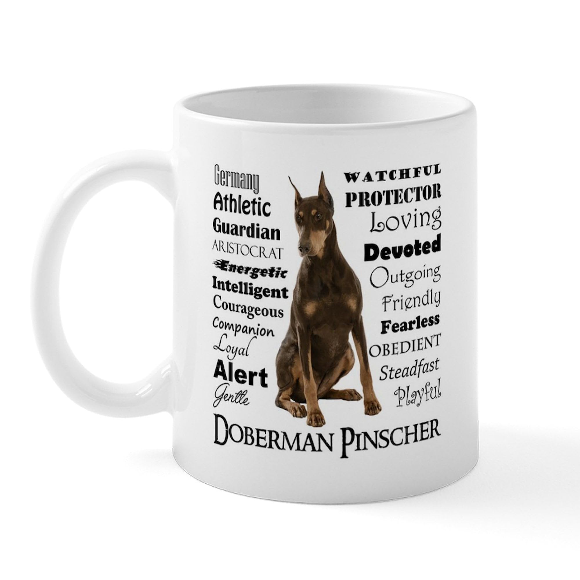 Doberman Traits Ceramic Coffee Mug 11 oz (325 ml) - Perfect for Dog Lovers & Coffee Enthusiasts - Ideal for Home, Office, or Gift Giving