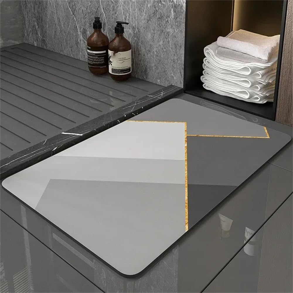 Upgraded Quick-Drying Bathroom Mat - Non-Slip Shower Bathtub Floor Rug, Geometric Design (60x90cm) - Perfect for Bathroom Safety, Spa Relaxation & Wet Area Protection