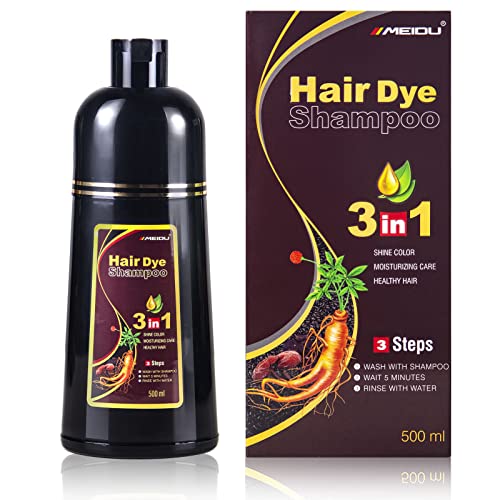 Ivnil MEIDU Instant Hair Color Shampoo - Chestnut Brown 3-in-1 Hair Dye for Women & Men | Herbal Formula | 500ML | Quick Color in Minutes | Perfect for Touch-Ups, Gray Coverage & At-Home Hair Coloring