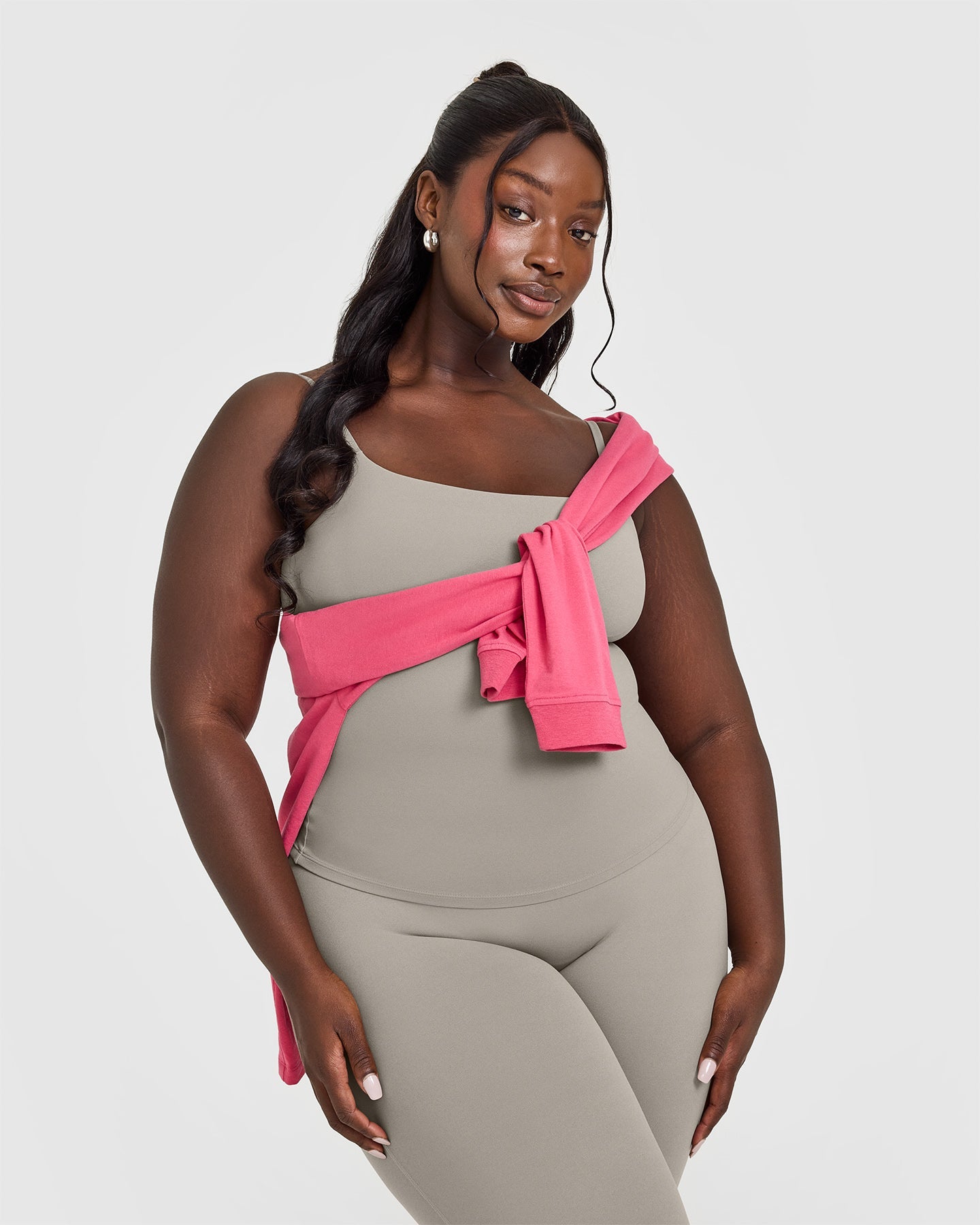 SoftMotion™ Strappy Vest with Built-in Bra Shelf | Warm Sand | Comfortable Layering for Yoga, Running & Casual Wear