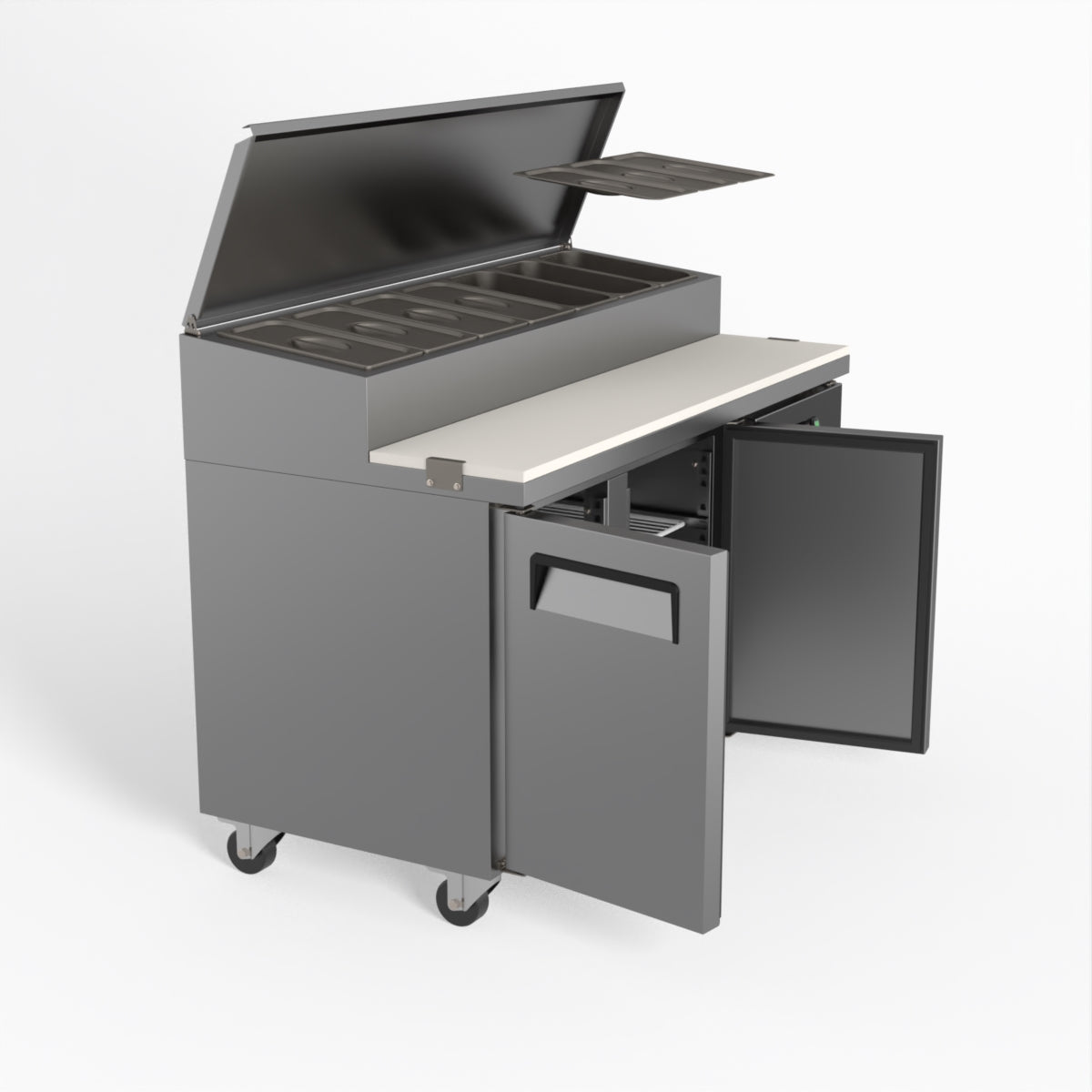 AG 2 Door Commercial Saladette Refrigerator - Holds 7 x 1/3 GN Food Pan Trays - Perfect for Restaurants, Delis & Catering Businesses