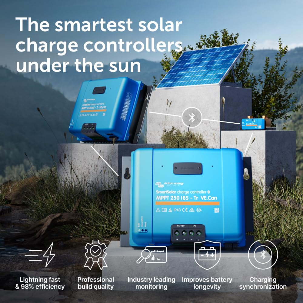 Victron Energy SmartSolar MPPT 250V 85A Solar Charge Controller with Bluetooth - 12/24/36/48V Auto Voltage - Perfect for Off-Grid Solar Systems, RVs, Boats & Home Solar Panel Charging