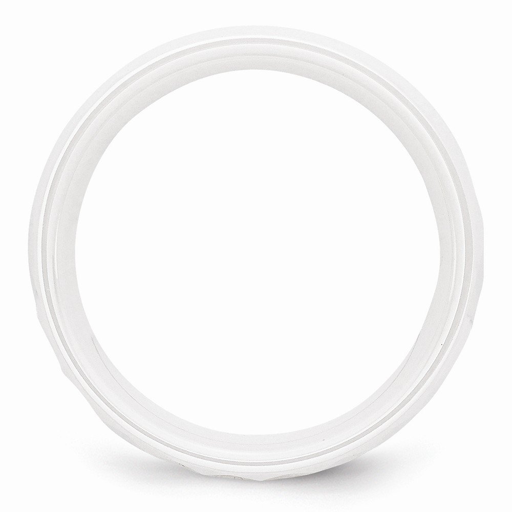8mm Faceted Ceramic White Polished Band Ring for Women - Elegant & Durable Wedding, Engagement, or Everyday Jewelry