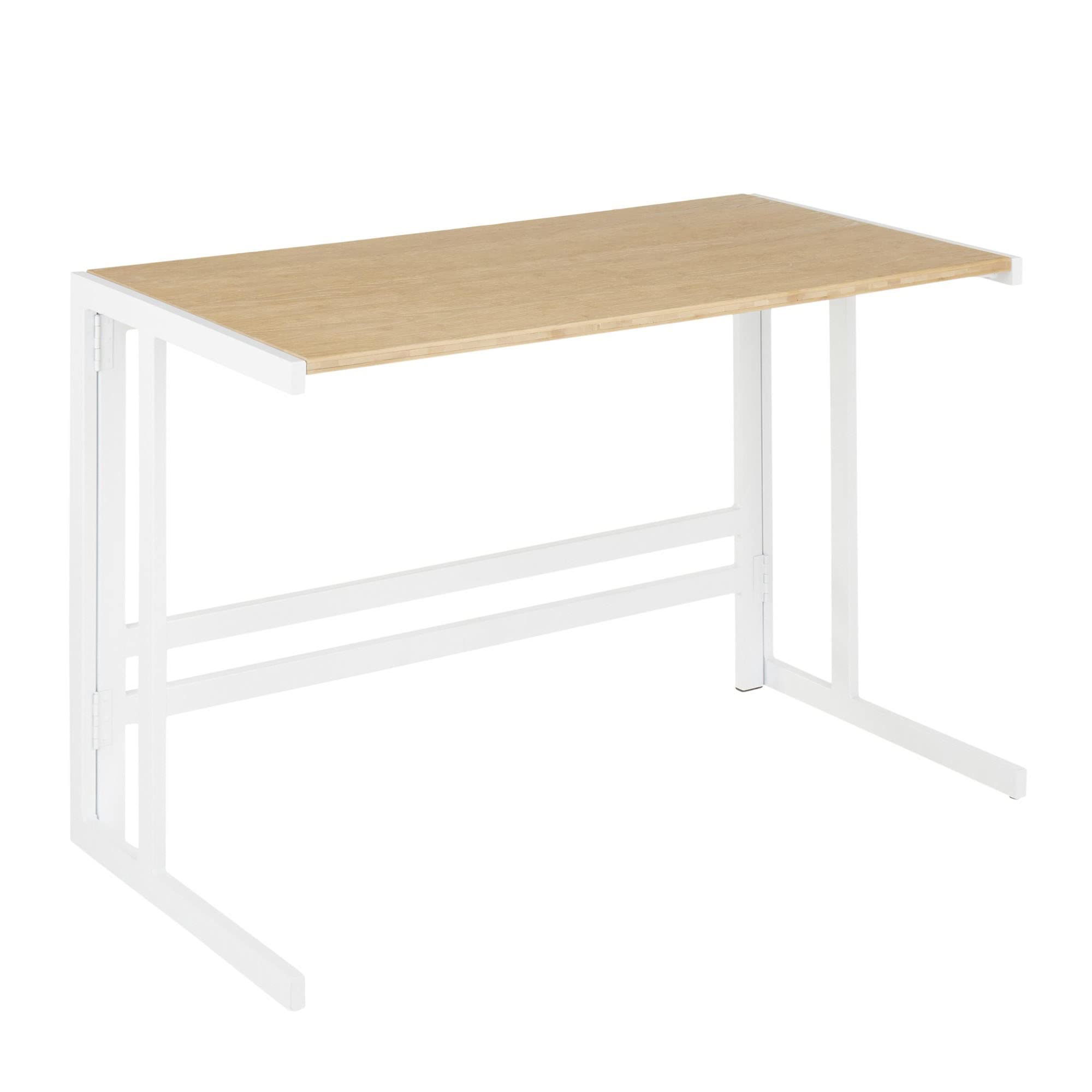 LumiSource Roman Natural Wood Desk - Home Office & Computer Desk, White Small Desk for Bedroom, Gaming & Farmhouse Style Workspace | Perfect for Remote Work, Study & Small Spaces