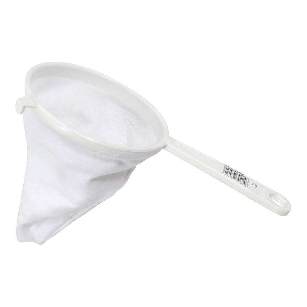 Premium White Plastic Flannel Strainer for Kitchen - 12 cm Fine Mesh Filter, Ideal for Straining Tea, Coffee, Fruits & Vegetables - Essential Cooking & Baking Tool